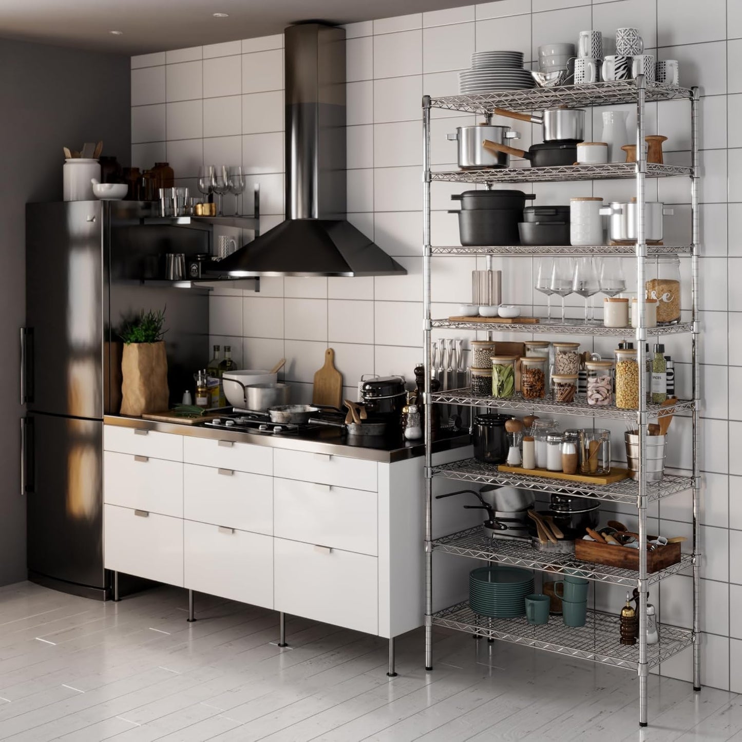 18" Deep x 36" Wide x 86" Height Wire Shelving Kit | 8-Tier | NSF Commercial Storage Rack Unit