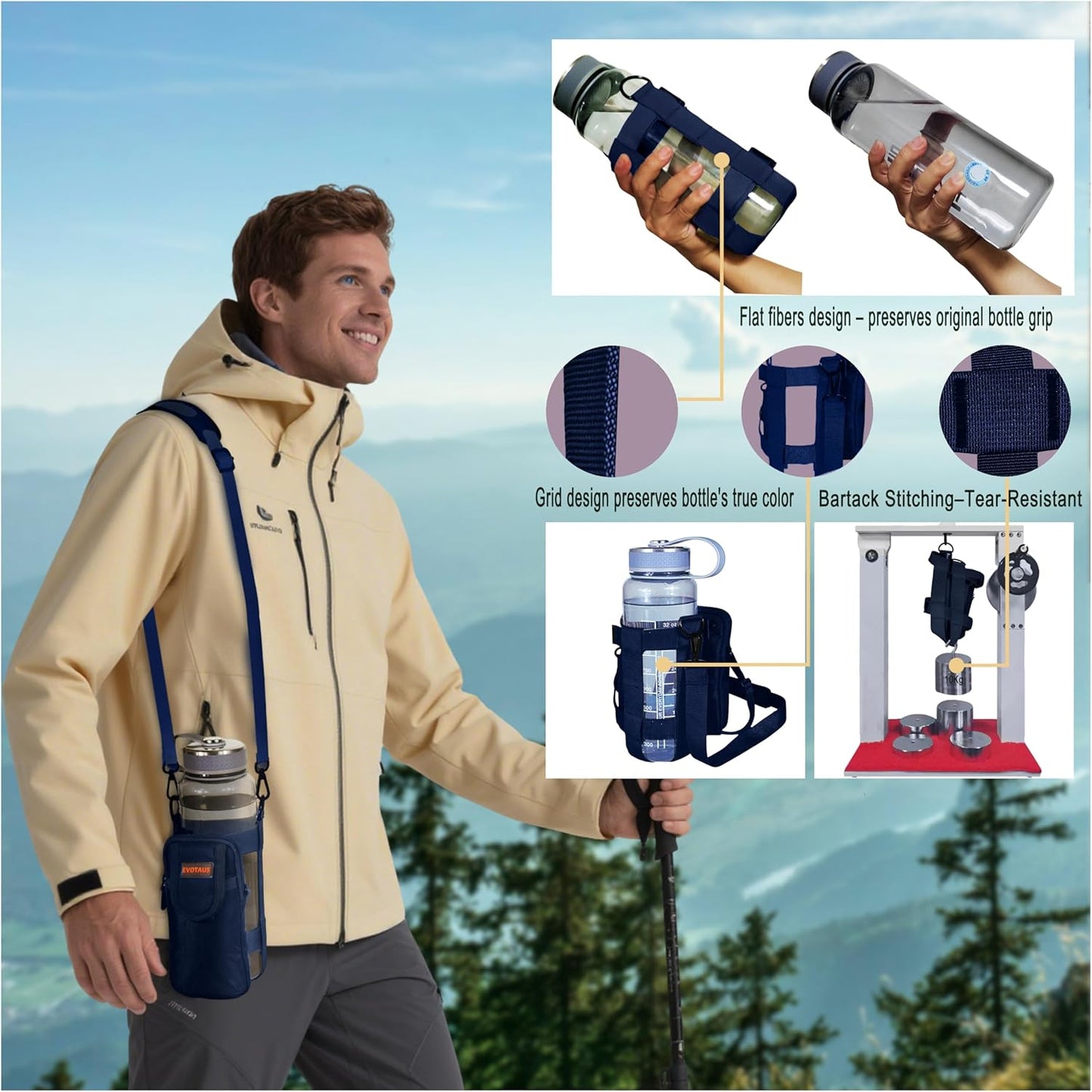 Water Bottle holder with Strap, Holder Carrier for Diy Enthusiasts, Sling for Owala 24 32 40 oz, Stanley IceFlow Flip Straw 24 oz, Hydro Flask 32 40 oz, YETI Rambler 26 oz, etc