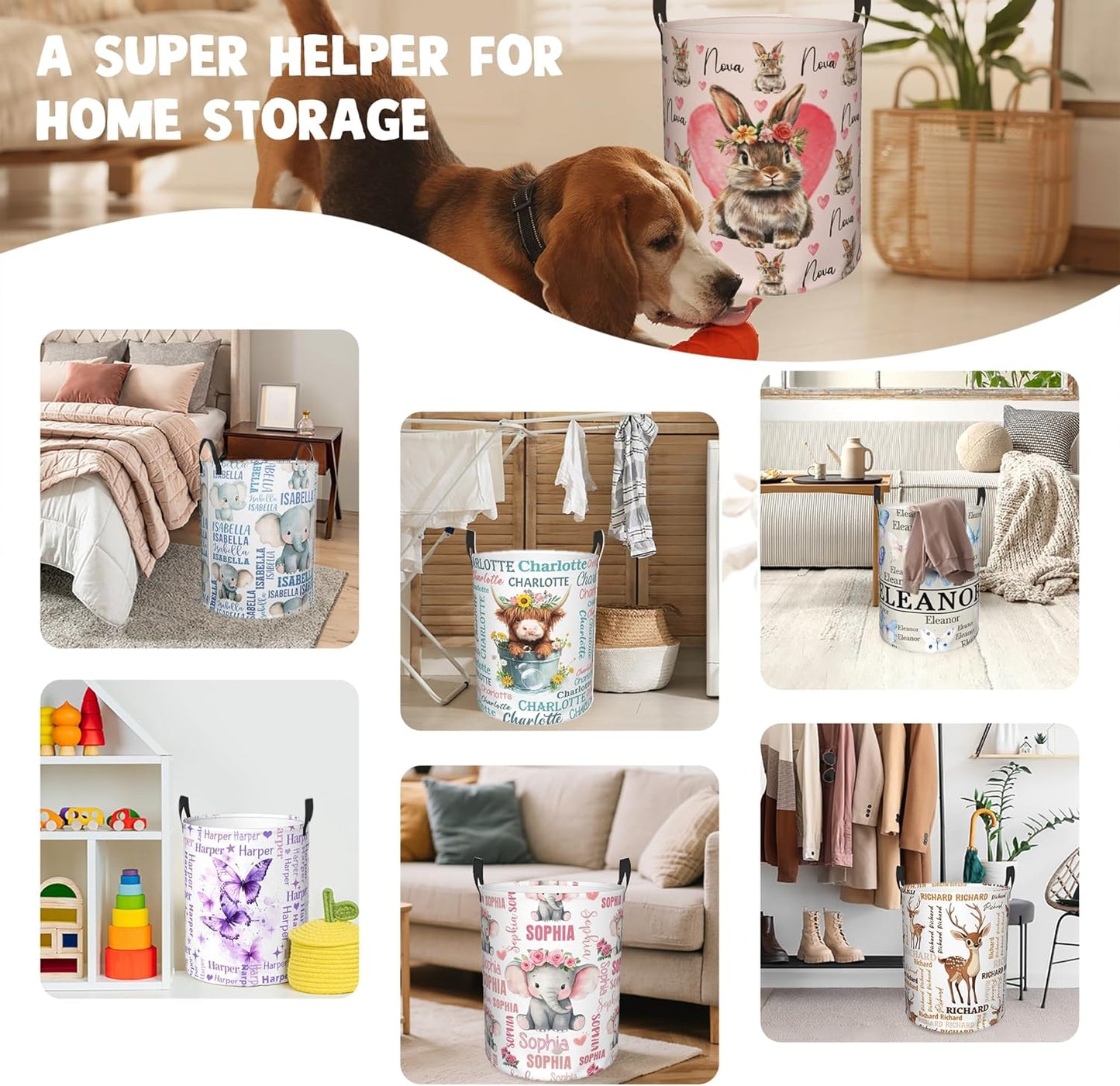 Custom Name Laundry Hamper, Personalized Laundry Baskets with Name for Boys Girls Women Men, Customized Collapsible Dirty Clothes Hamper Easy Storage Gifts for Bedroom Bathroom Living Room