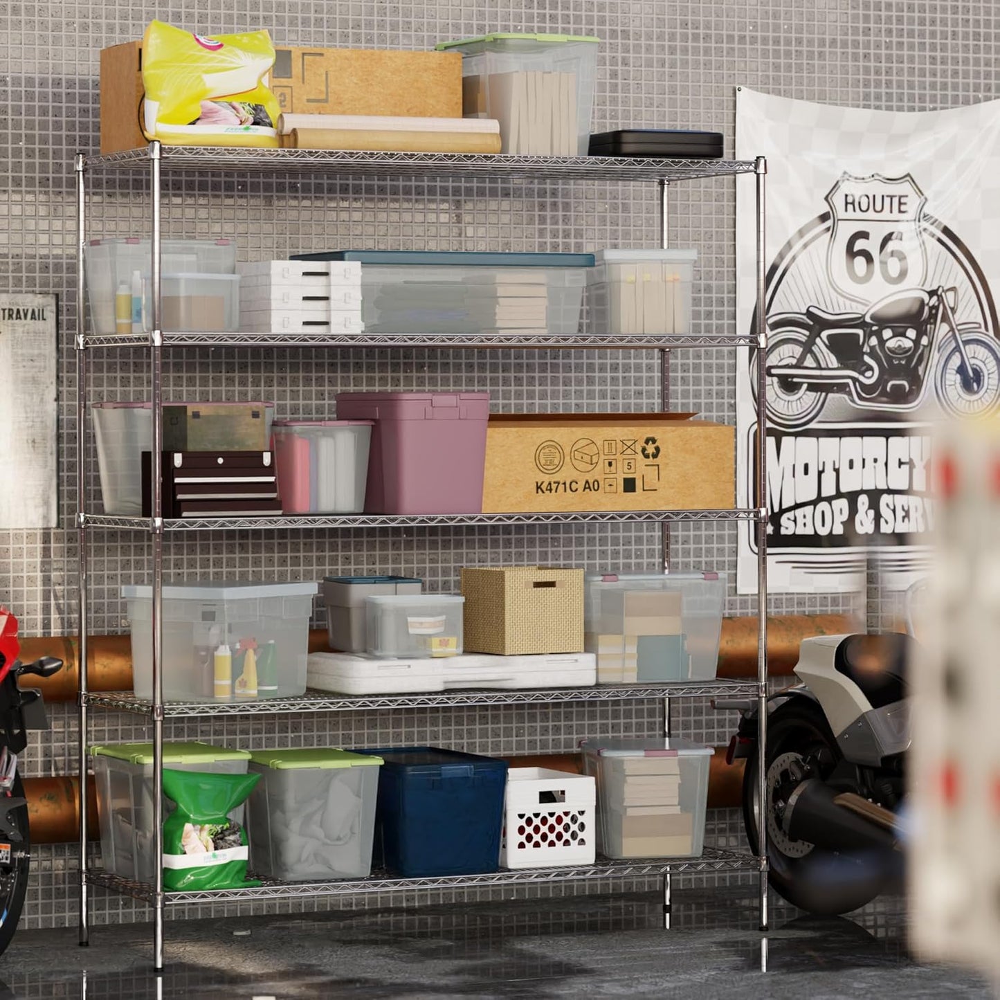 24" Deep x 72" Wide x 86" Height Wire Shelving Kit | 5-Tier | NSF Commercial Storage Rack Unit