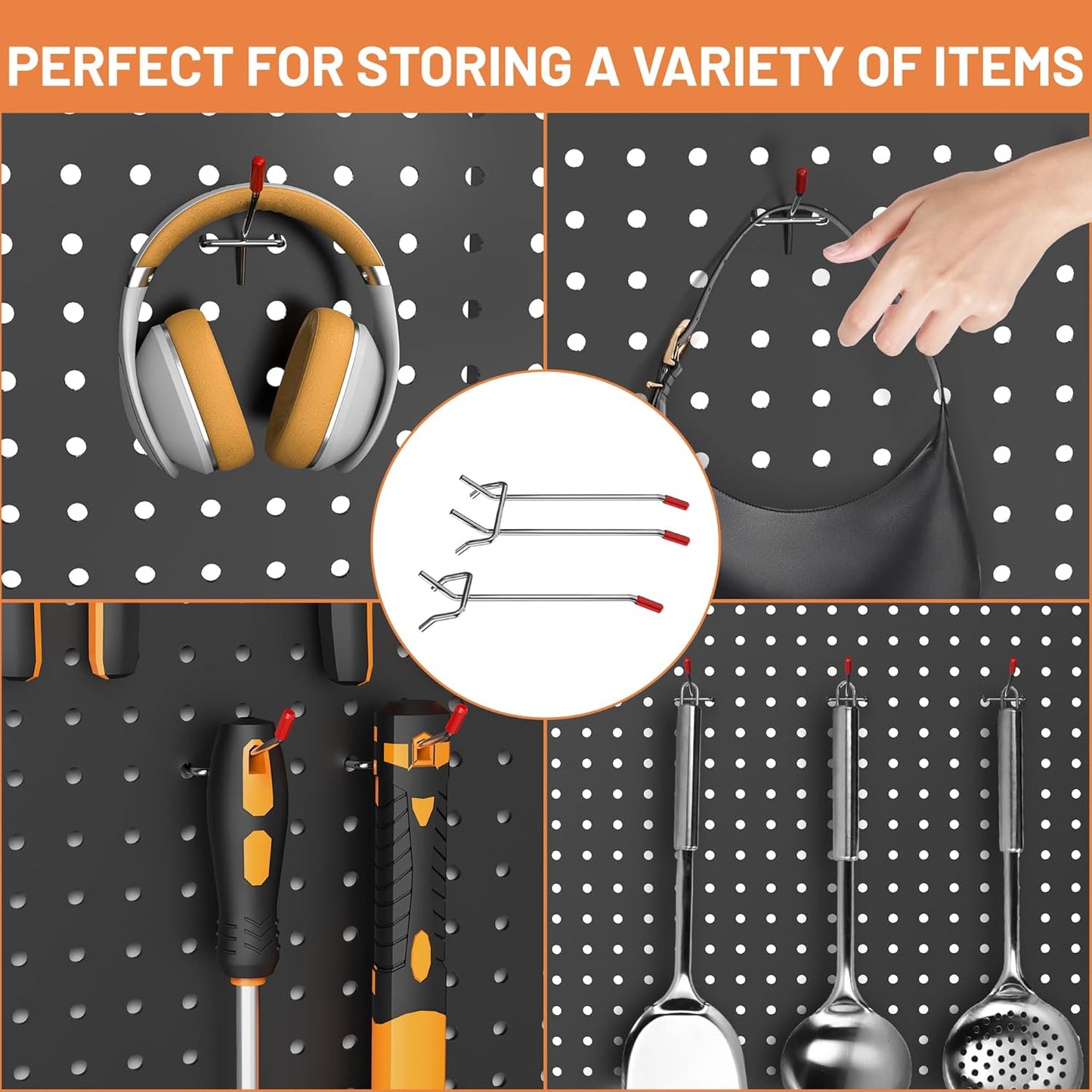 Ultrawall 120-Piece Pegboard Hooks Set, Peg Board Organizer Accessories with Bins for Hanging Various Tools in Garage, Kitchen, Craft Room