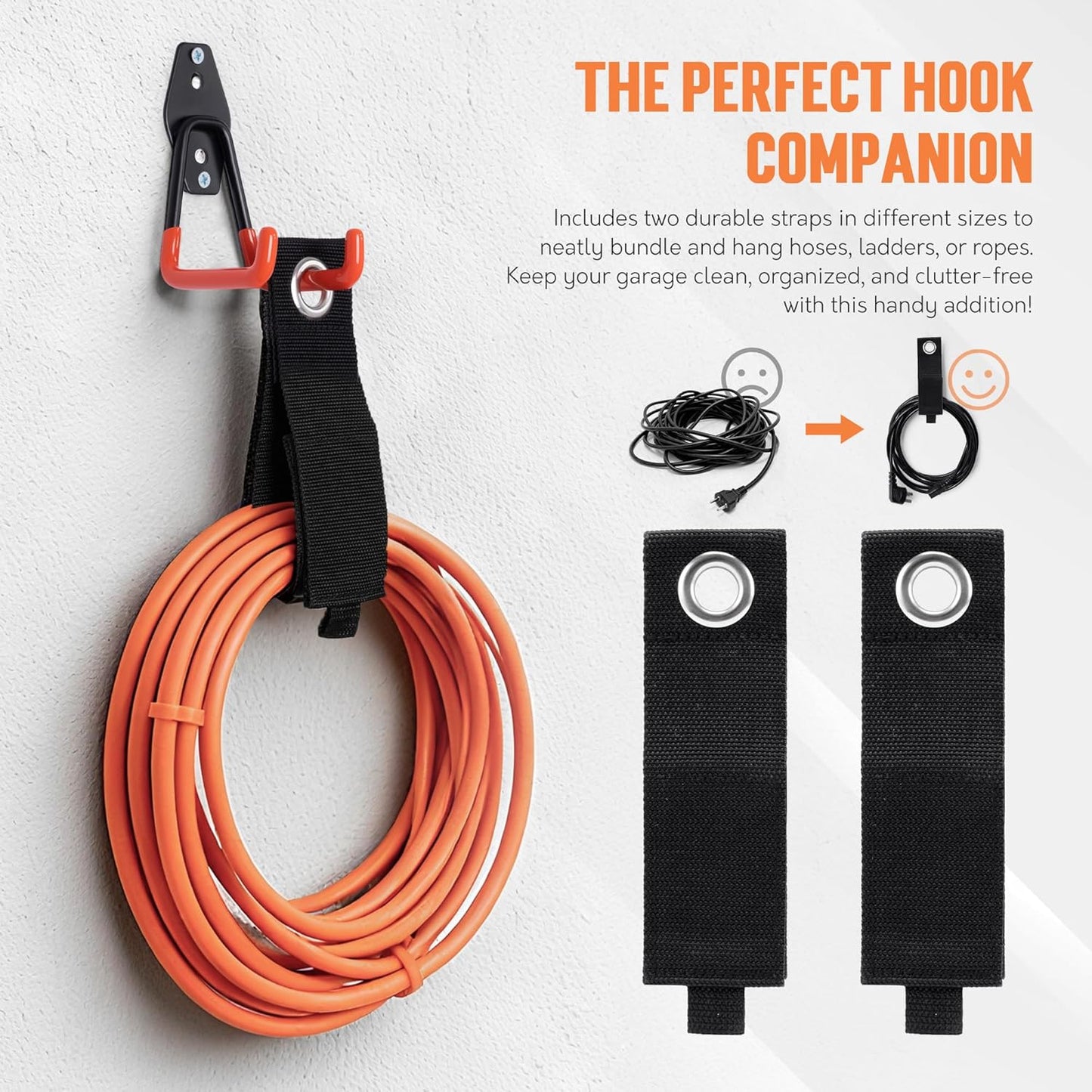 TONDA Garage Hooks, 20 Pack Garage Organization, Wall Storage Hooks Heavy Duty for Hanging Bike, Ladder, Garden Tools, Hose and Ropes, Orange
