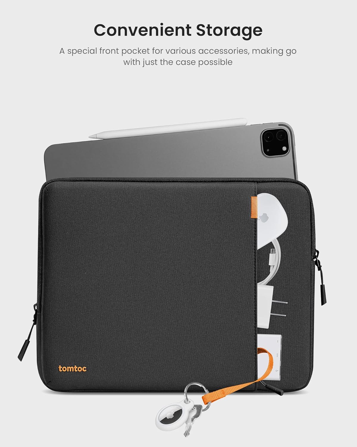tomtoc 360 Protective Tablet Sleeve for iPad Pro 13-inch (M5/M4) 2025, 13-inch iPad Air (M3/M2), 12.9-inch iPad Pro (6th/5th/4th/3rd Generation) with Magic Keyboard, Water-Resistant iPad Case Bag