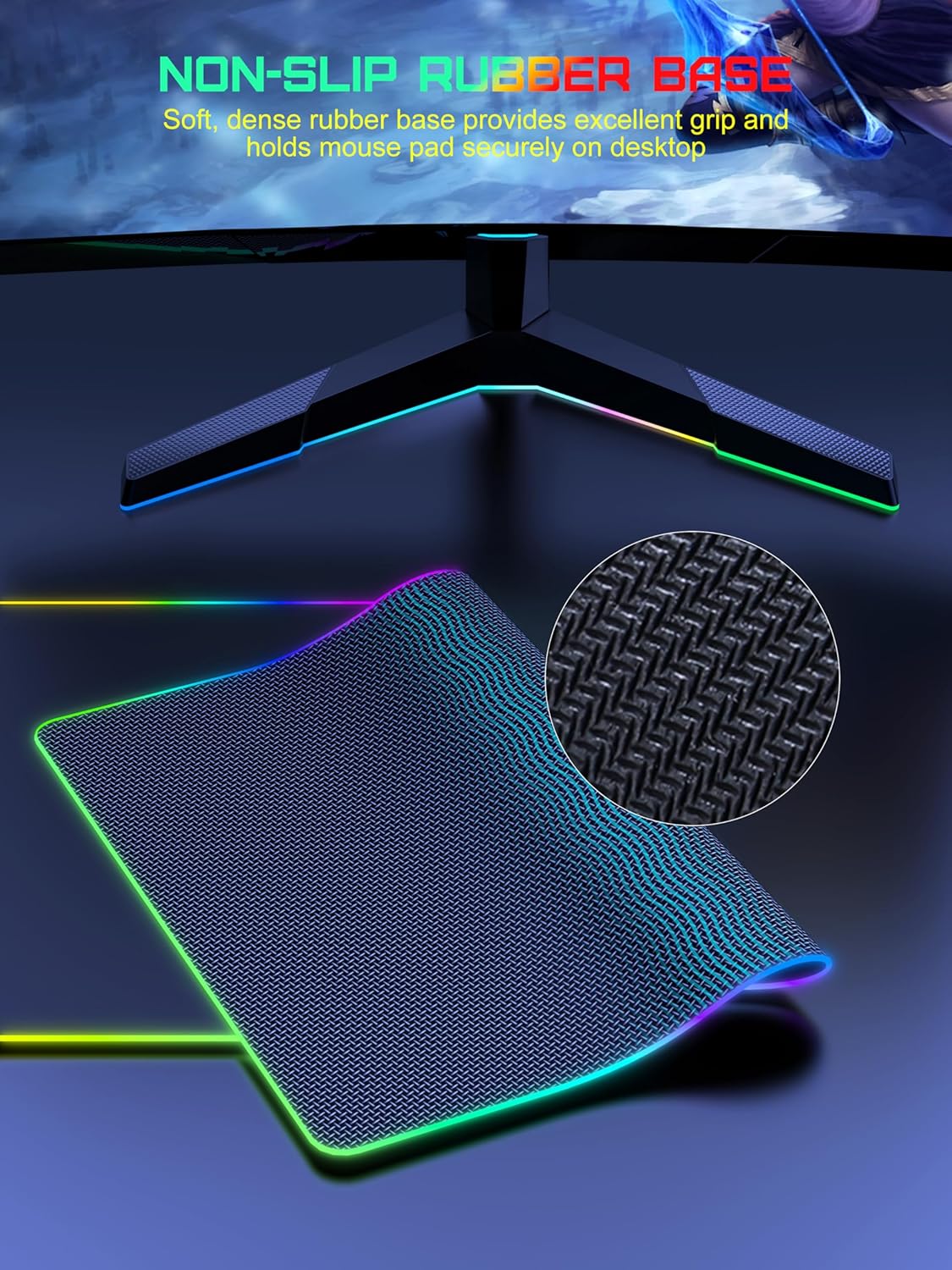 TopMade Wireless Charging Mouse Pad, RGB Gaming Mousepad, 35.4" x 15.8" Extra Large Waterproof Keyboard Desk Pad, Cool Computer Desk Mat, Black (Includes 20W PD Power Adapter & 6.56ft Woven Cable)