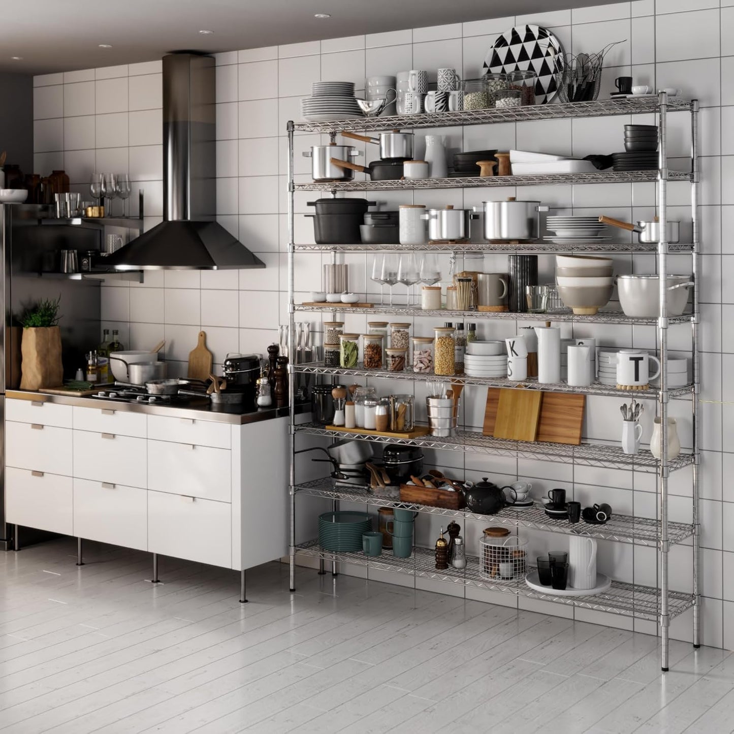 14" Deep x 72" Wide x 86" Height Wire Shelving Kit | 8-Tier | NSF Commercial Storage Rack Unit