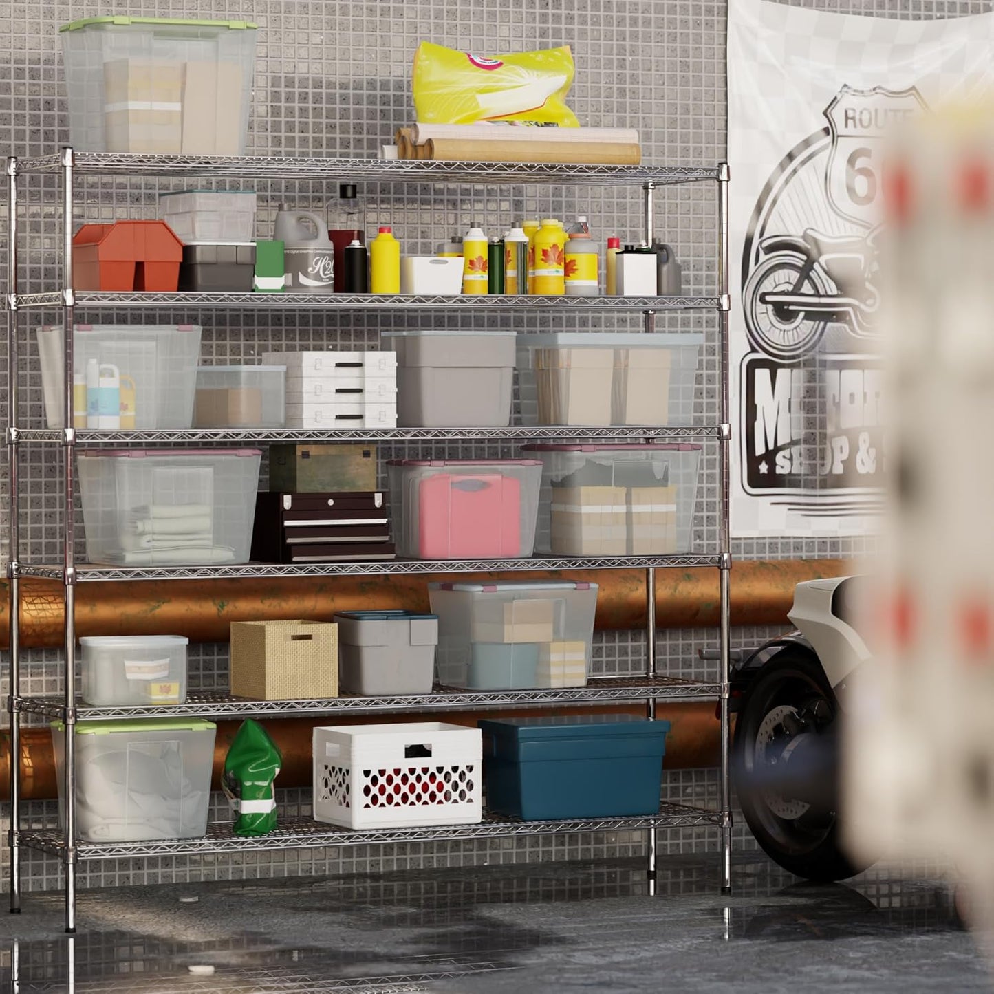 18" Deep x 72" Wide x 74" Height Wire Shelving Kit | 6-Tier | NSF Commercial Storage Rack Unit