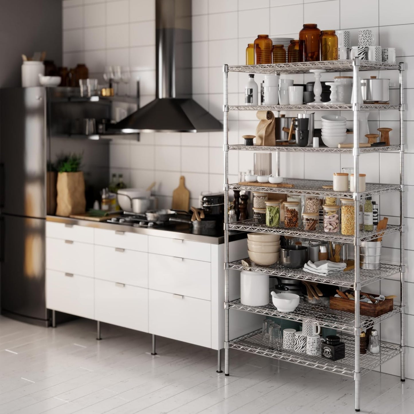 24" Deep x 36" Wide x 74" Height Wire Shelving Kit | 8-Tier | NSF Commercial Storage Rack Unit