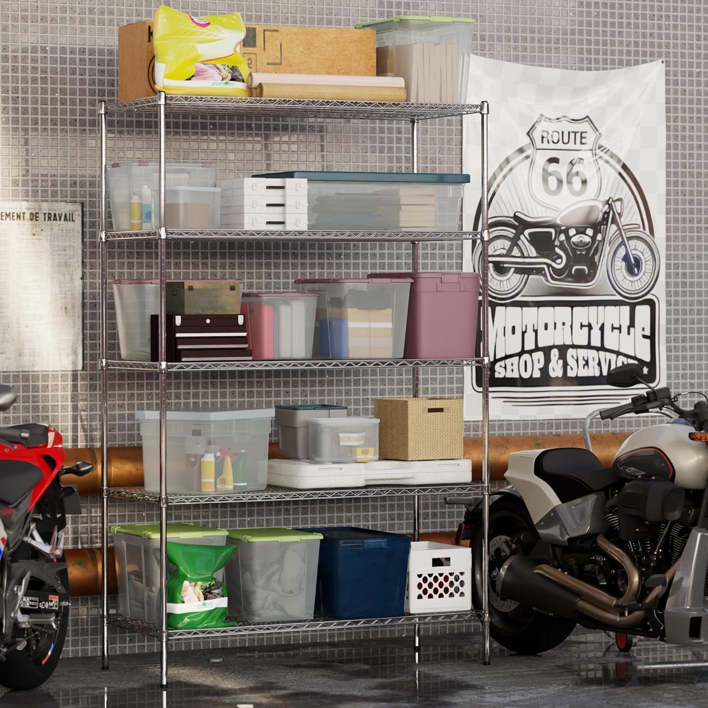 24" Deep x 54" Wide x 86" Height Wire Shelving Kit | 5-Tier | NSF Commercial Storage Rack Unit
