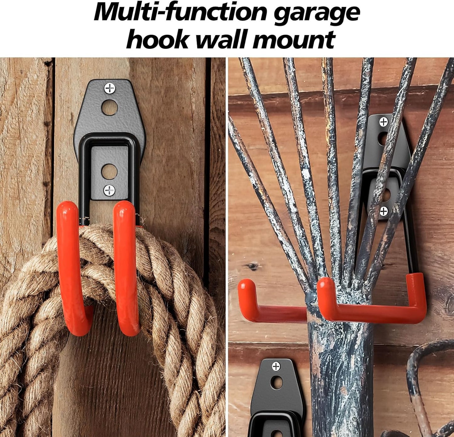 40 Pack Heavy Duty Garage Hooks,Solid Steel Wall Mount Hangers,with Anti-Slip Coating,for Hanging and Organising Ladder,Bike,Ropes,Broom,Garden,Yard and Power Tools