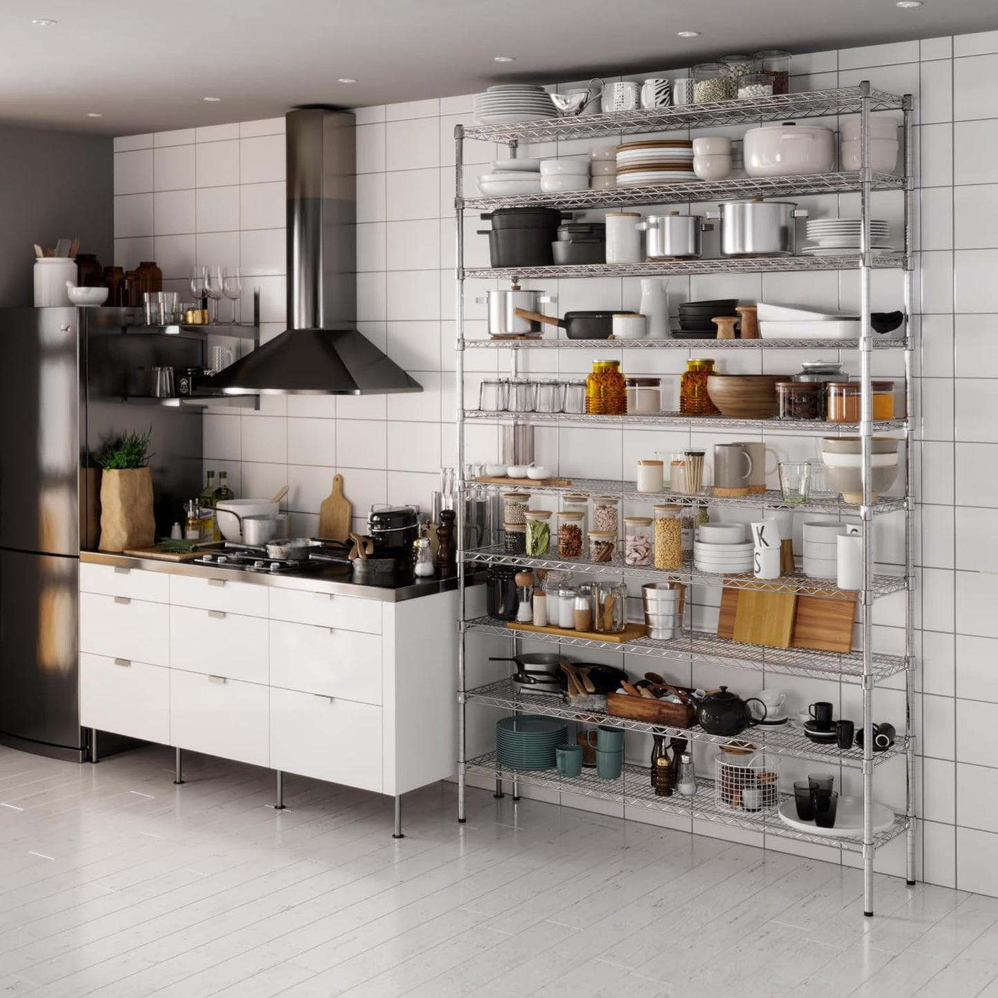 14" Deep x 60" Wide x 96" Height Wire Shelving Kit | 10-Tier | NSF Commercial Storage Rack Unit