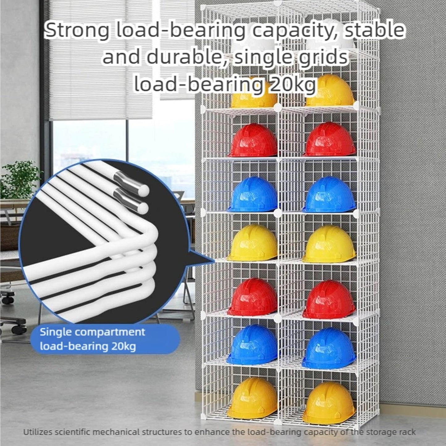 Stackable Safety Helmet Storage Boxes, Large Adjustable Hard Hat Placement Organizer Rack,with Wheels,for Construction Site/Garage/Workshop/Factory Helmet Display Shelf (Black, 6 Grids-1 * 6)