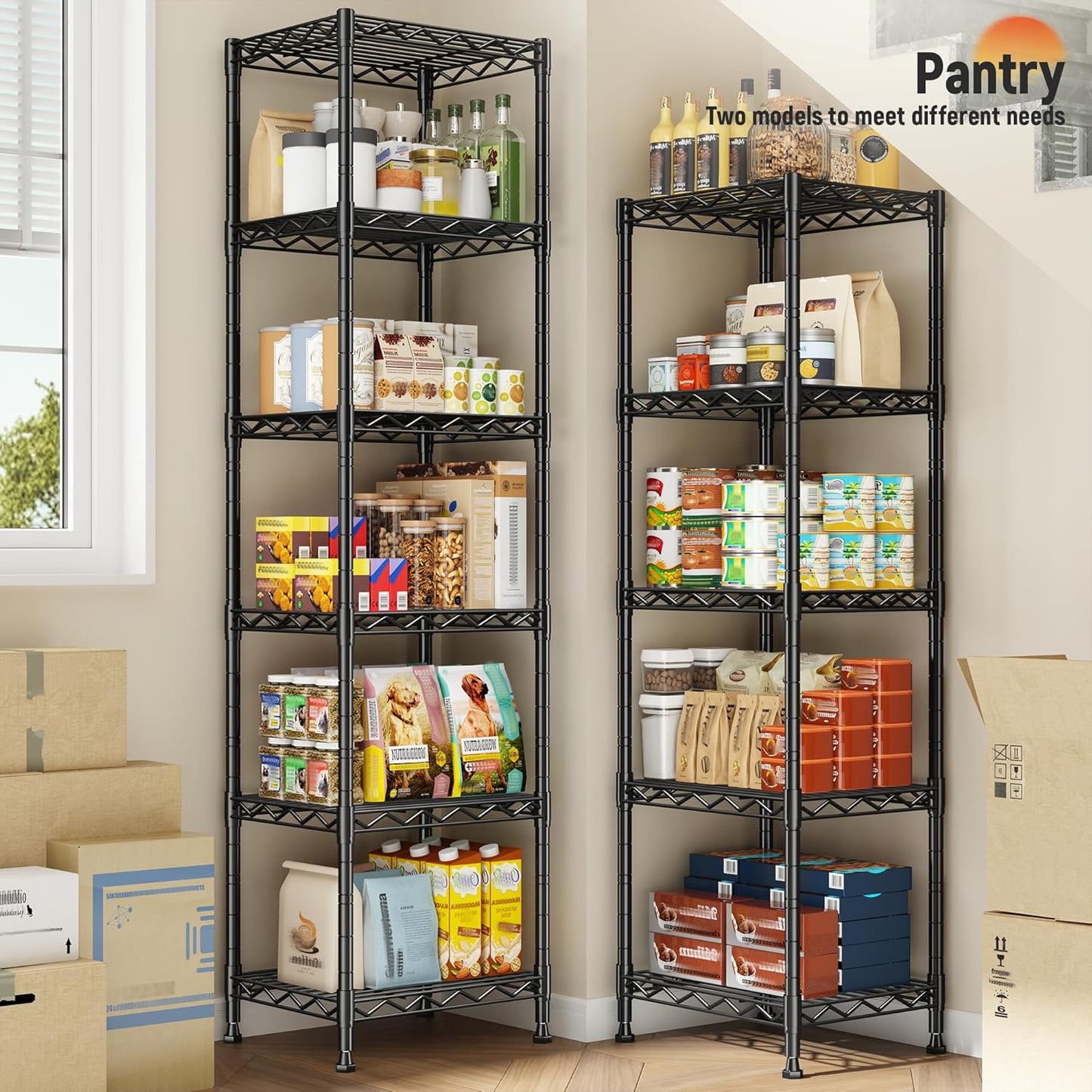 5 Tier Metal Shelving Unit Wire Shelving,Storage Rack for Small Space:Adjustable Storage Shelves Standing Bathroom Shelf and Narrow Shelf for Laundry Dorm Kitchen Pantry Closet 15.8"w*11.8"D*53"H
