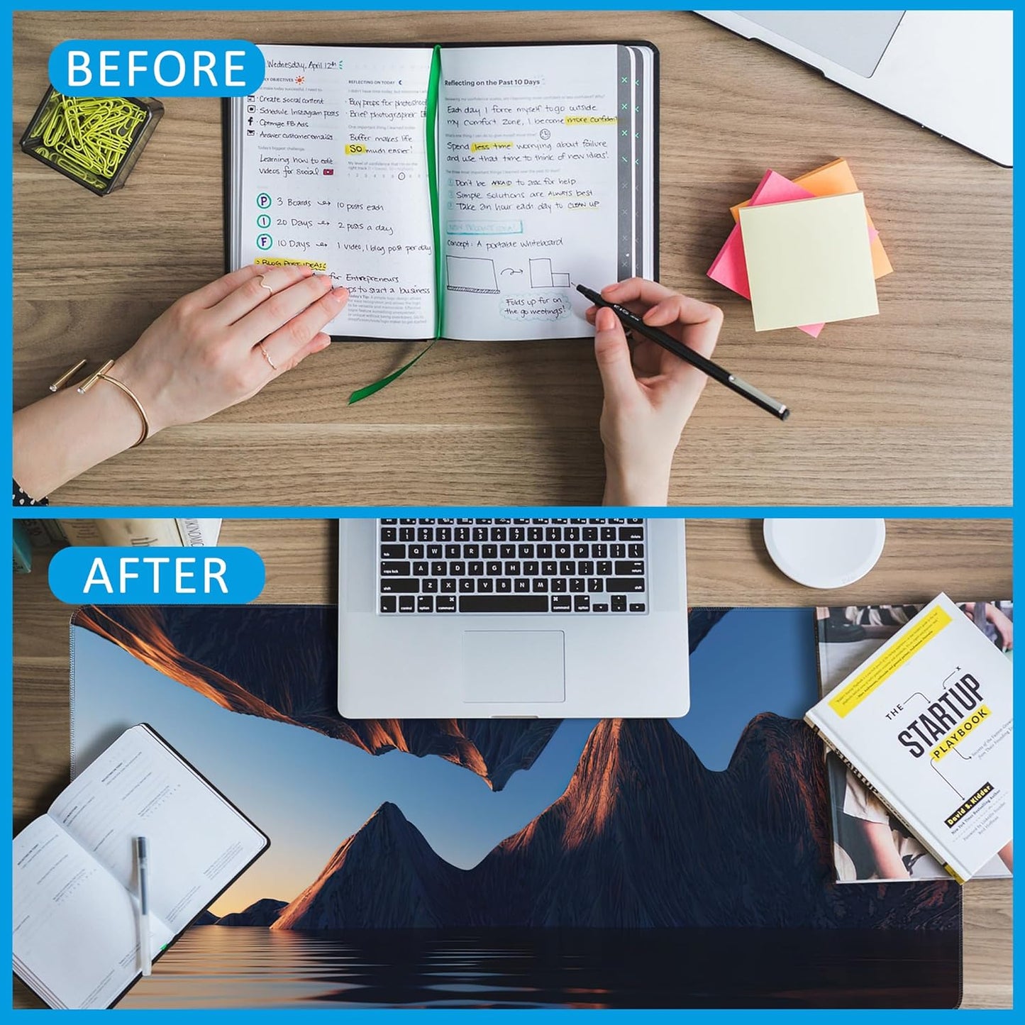 Fantasy Landscape Large Gaming Mouse Pad,Waterproof Desk Mat for Desktop,Non-Slip Rubber Base Mousepad with Stitched Edges for Laptop Office and Home 35.4X15.7 Inch