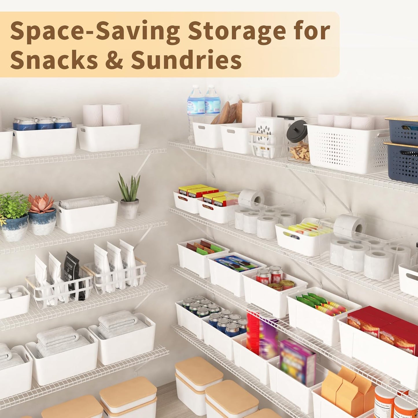 Closet Shelves Wall Mounted, 4 Pack 4 ft x 12 in White Wire Shelving Kit, Metal Wall Shelf Organizer for Home, Pantry, Laundry Room Storage