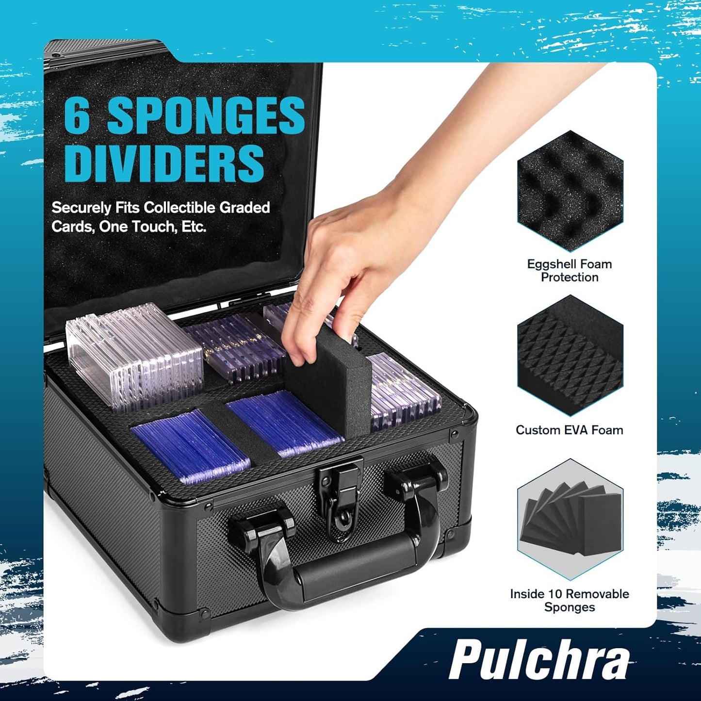 Pulchra Graded Card Storage Box, Top Loaders Case, Sports Trading Box, Slab PSA MTG CSG SGC Magnetic Holder, Waterproof Carrying Case, Collector Storage Boxes