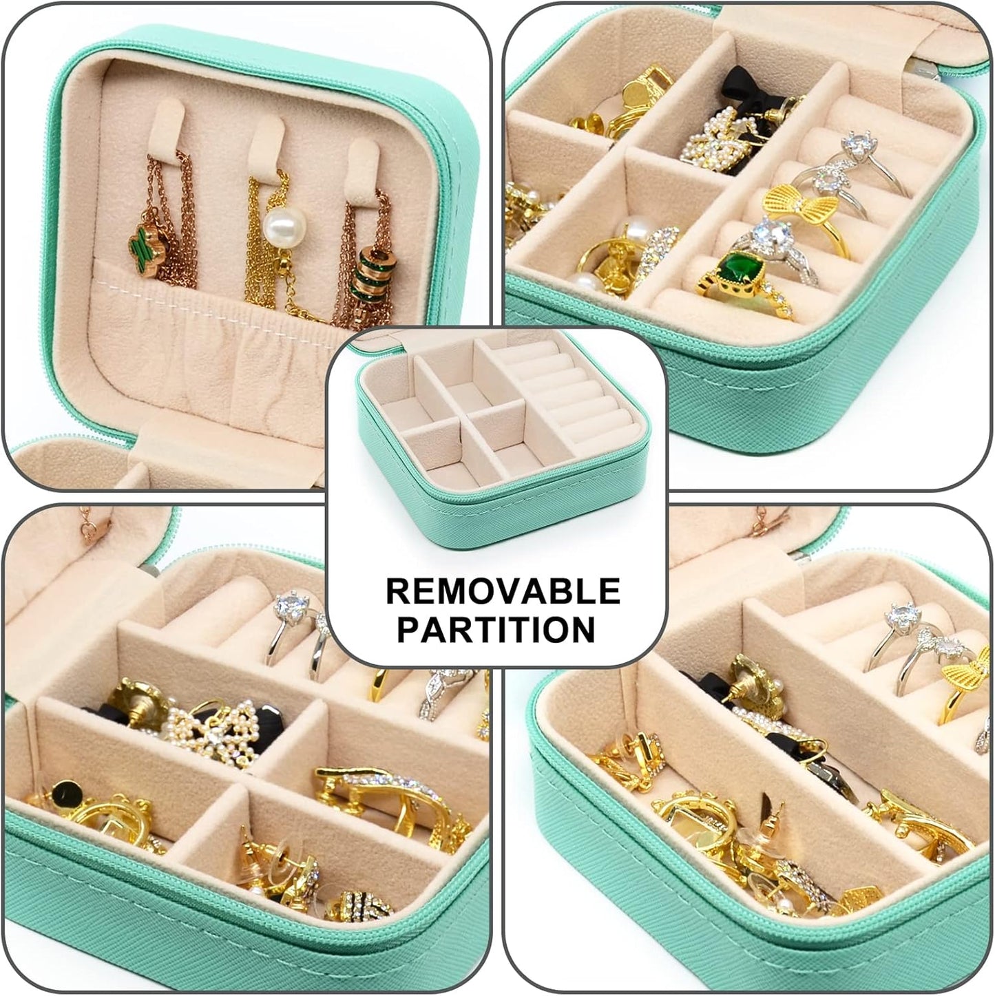 KEINE MARKE Small Jewelry Box, Travel Portable Jewelry Case for Ring, Pendant, Earring, Necklace, Bracelet Organizer Storage Holder Boxes (blue*8).