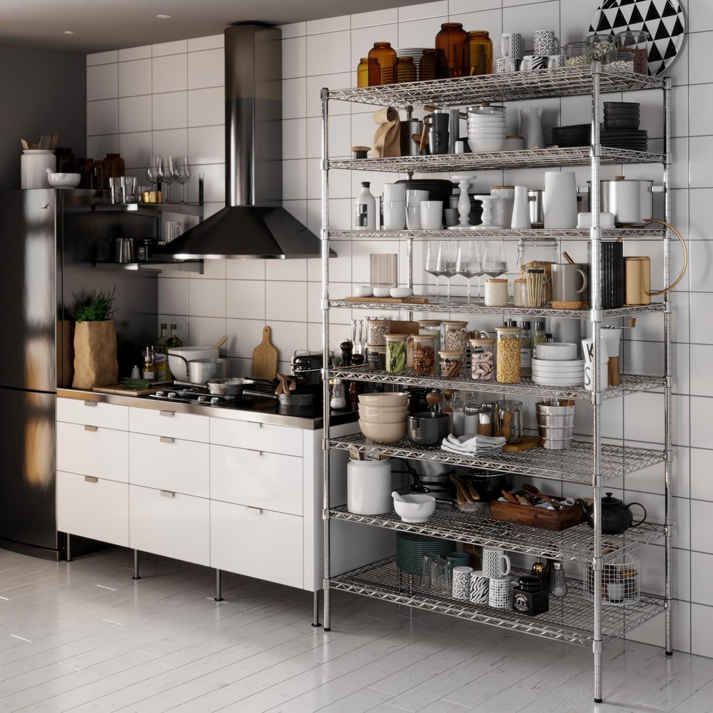 24" Deep x 48" Wide x 86" Height Wire Shelving Kit | 8-Tier | NSF Commercial Storage Rack Unit