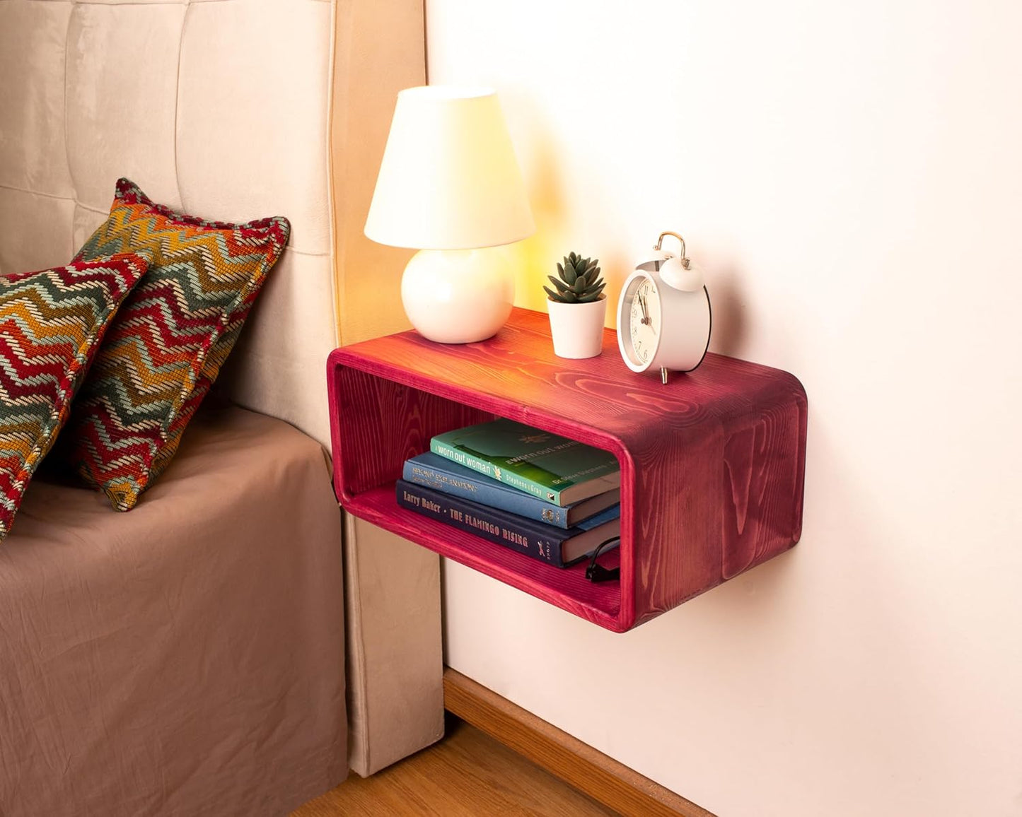 Floating Nightstand Wooden, Bedside Table, Nightstand Shelf, Handmade, Wall Mounted Bedside Shelf, Minimalist and Unique Style (Tokyo)