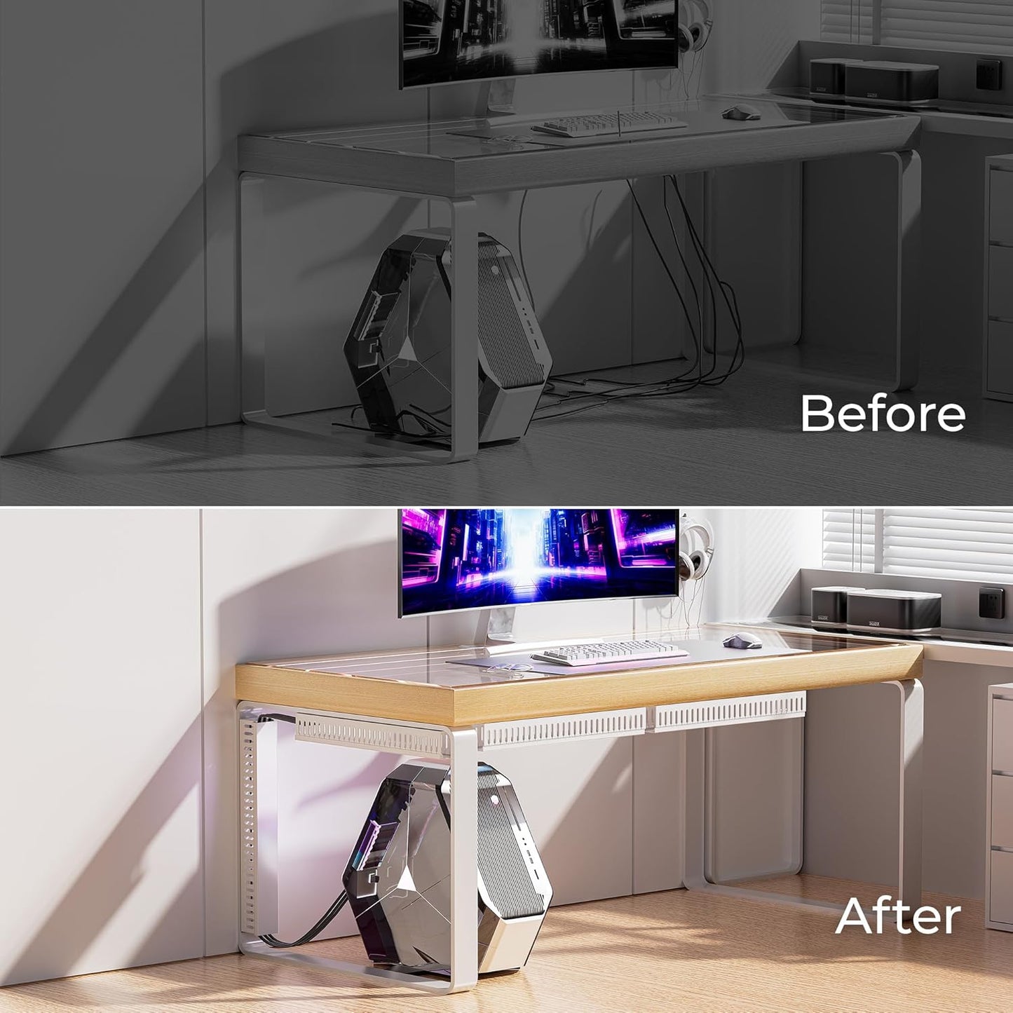 YECAYE 4x15.7in Cable Management, Large Capacity Cable Organizer, Cord Hider, for Desk Cable Management, Wire Management, Cord Organizer, White