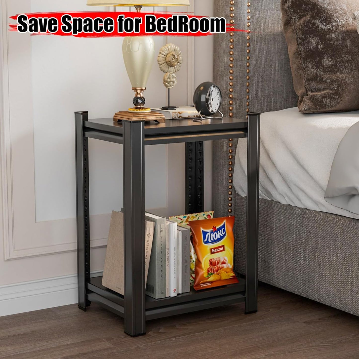Garage Storage Shelves,5 Tier Shelving Unit, 40 inch Wide, 18” Deep, 78” Tall Organizer Metal Shelf for Basement/Laundry/Pantry Heavy Duty, Adjustable,Easy to Install (2Tier-(13.8"Wx11.8"Dx22.1"H))