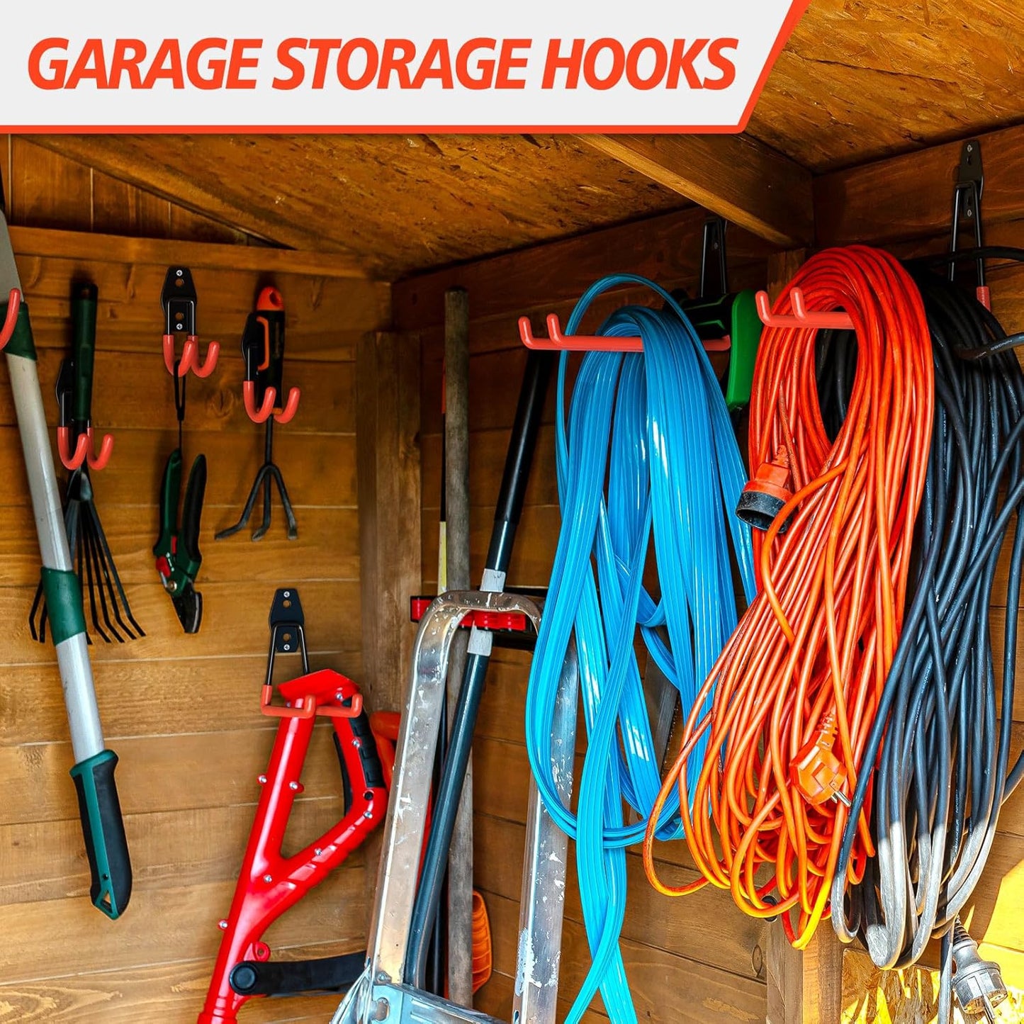 20 Pack Heavy Duty Garage Hooks,Solid Steel Wall Mount Hangers,with Anti-Slip Coating,for Hanging and Organising Ladder,Bike,Ropes,Broom,Garden,Yard and Power Tools