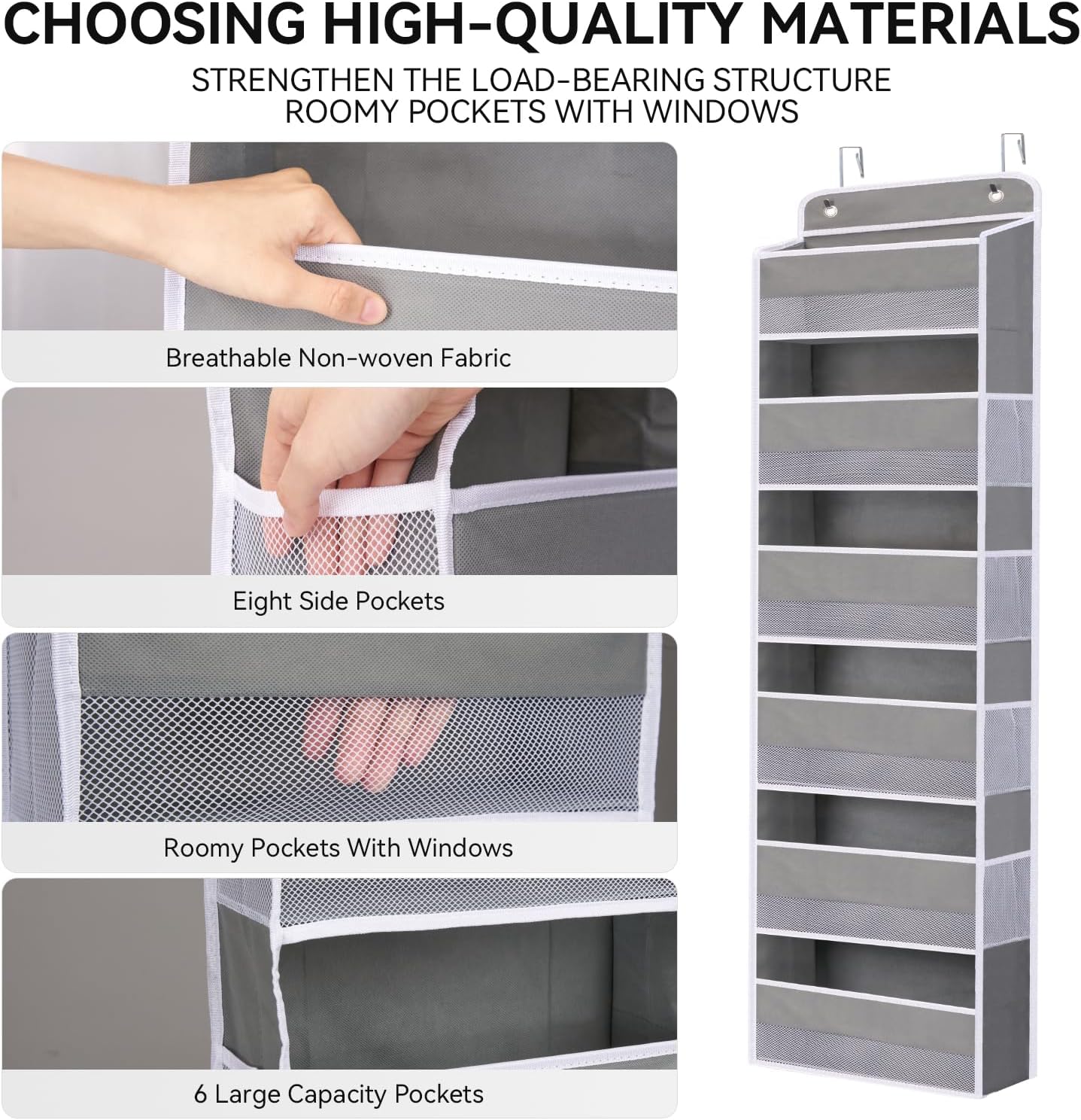 WishJazz 2-Pack Over the Door Organizer, 6-Shelf Hanging Diaper Caddy Organizer, 50lbs Capacity - Behind the Door Storage for Closet, Nursery, Pantry, Bedroom,Toy Storage