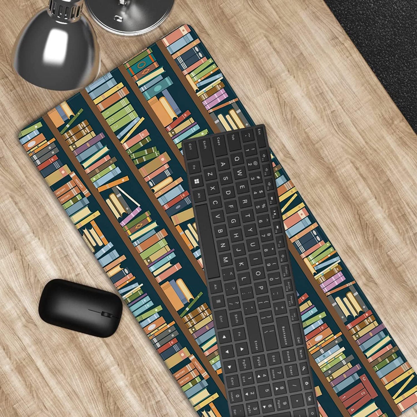Bookshelves Full of Books Gaming Mouse Pad XXL Large Desk Mouse Pad Keyboard Mat with Stitched Edges Waterproof Non-Slip Desk Mat for Laptop,Keyboard,Computer 35.4 * 15.7 Inch