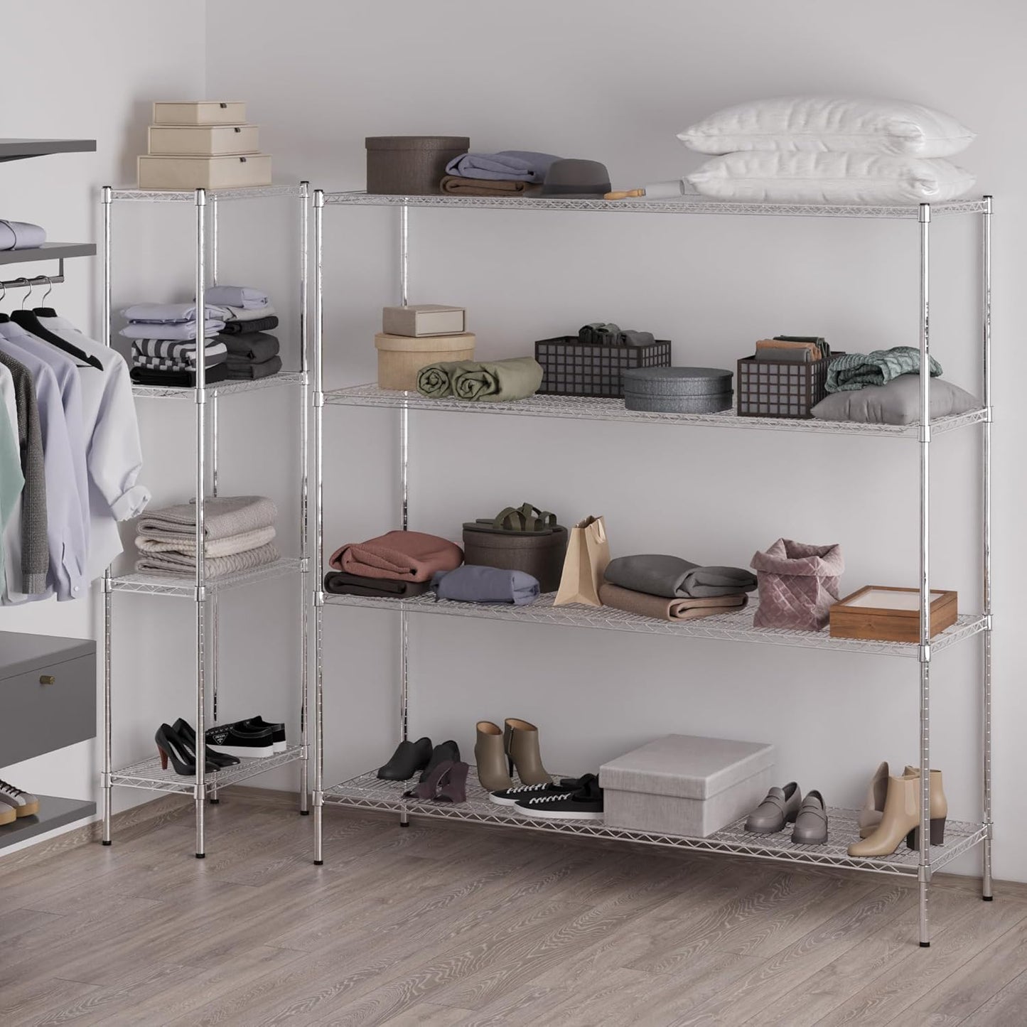 21" Deep x 72" Wide x 74" Height Wire Shelving Kit | 4-Tier | NSF Commercial Storage Rack Unit