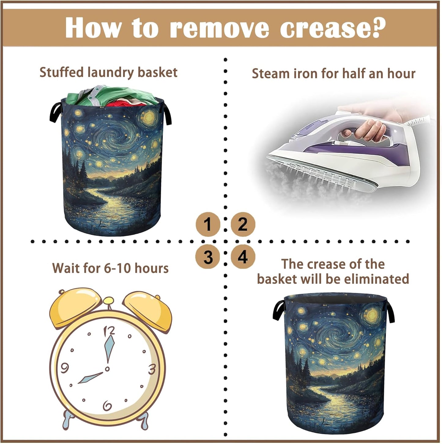 Night Sky Laundry Hamper,Collapsible Laundry Baskets,Stream Fireflies Dirty Clothes Baskets with Handles,Oxford Cloth Hamper for Bedroom,Bathroom,College Dorms, 16"x20"
