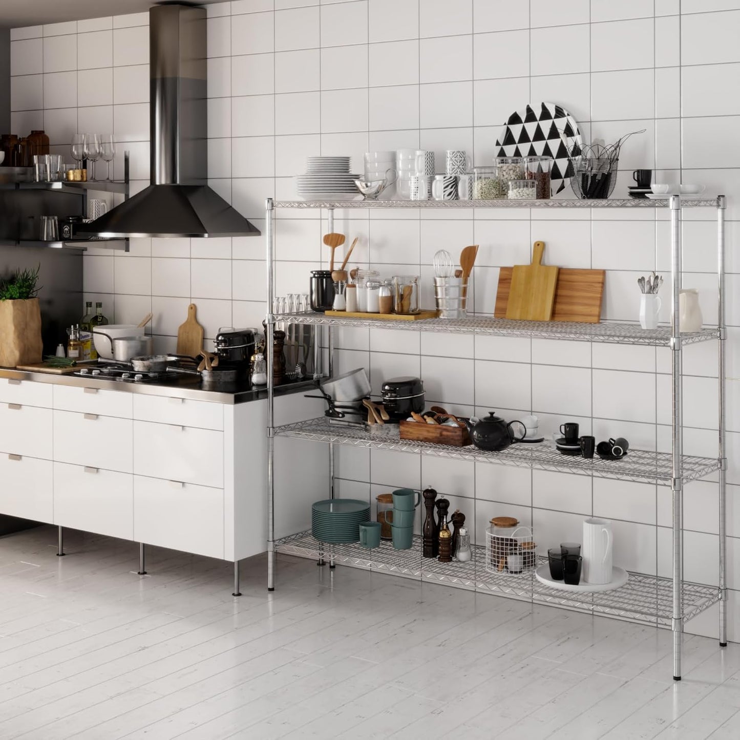 18" Deep x 72" Wide x 64" Height Wire Shelving Kit | 4-Tier | NSF Commercial Storage Rack Unit