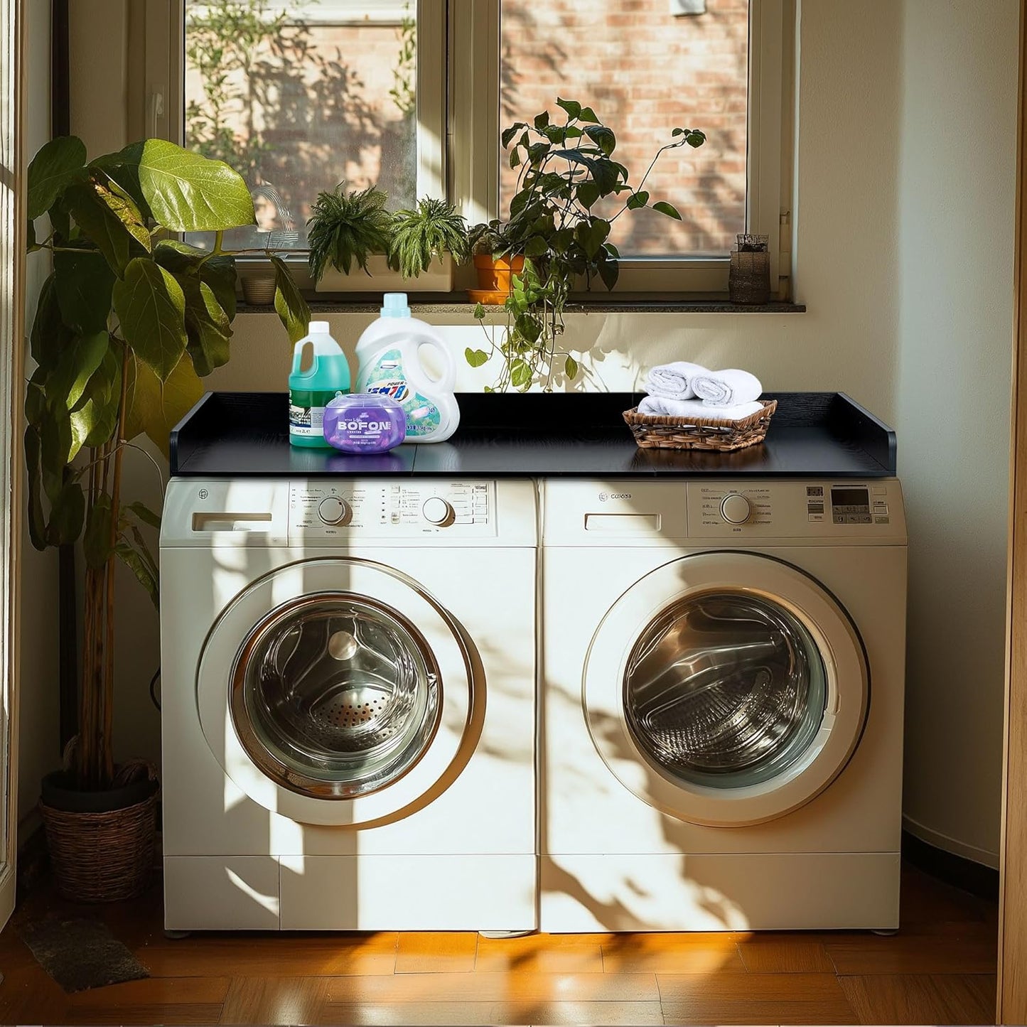 Hanobe Washer Dryer Countertop Topper : Wood Laundry Table Top - Over Washer and Dryer for Laundry Room