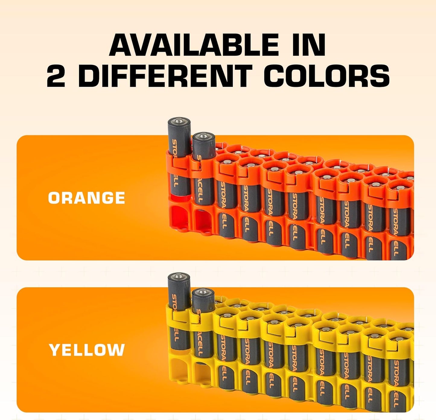 AA Battery Storage Caddy by Storacell, Orange - Holds 24 Batteries (Not Included)