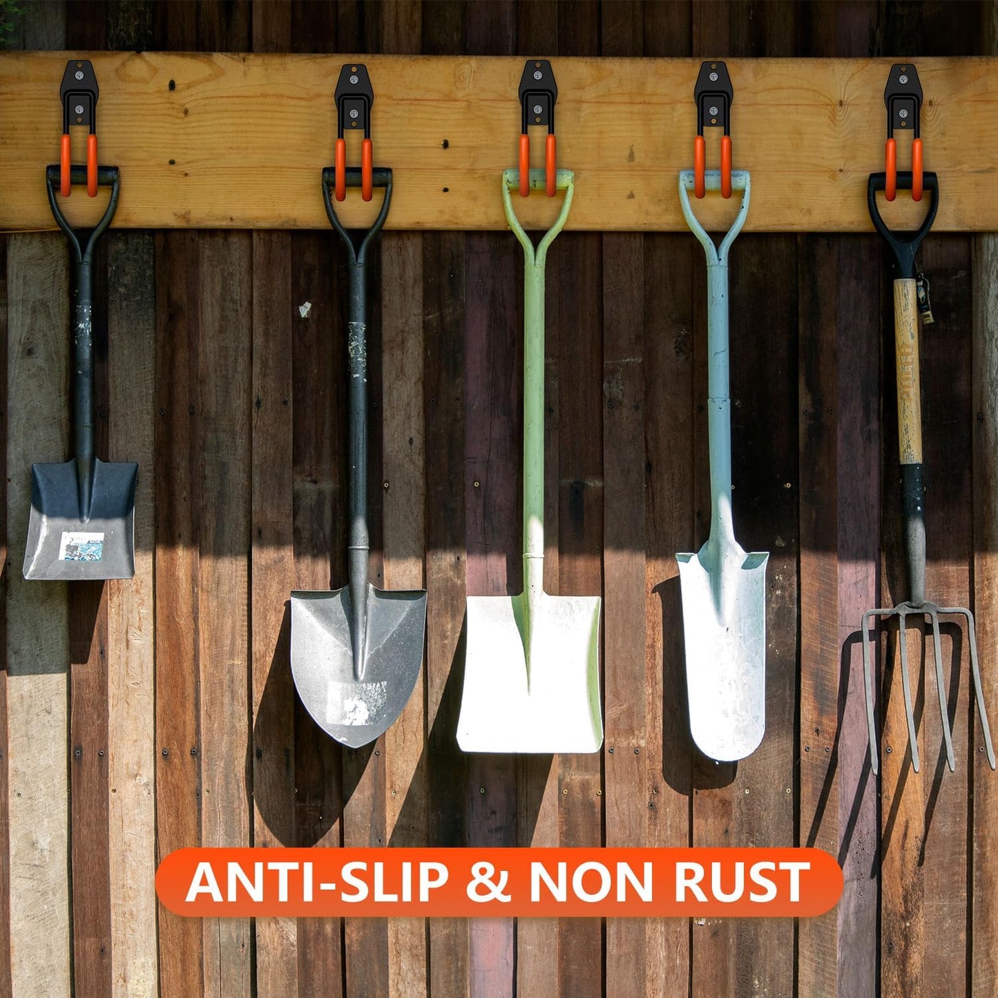 Garage Hooks with Anti-Slip Coating,Heavy Duty Wall Mount Storage Hooks for Hanging Bike,Hose,Ladder,Yard,Garden Tools (4 Pack Orange 5.5x4.1 Inch)