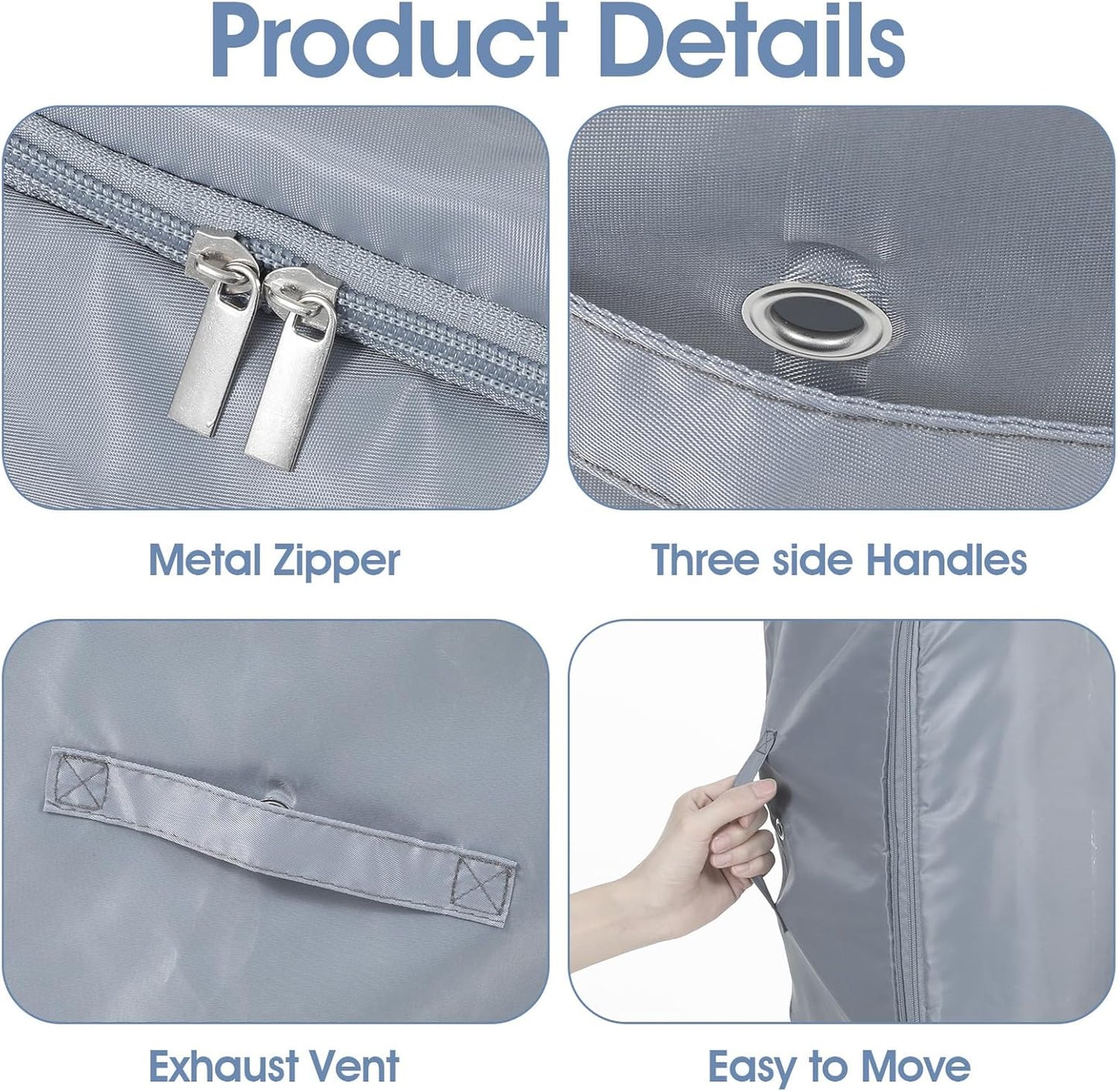 2 PCS 3-Layer Ultra Space Saving Zipper Compression Storage Bags Large Capacity Organizer Multifunctional Comforter Storage Bag for Comforters Blankets Bedding and Seasonal Clothing Gray