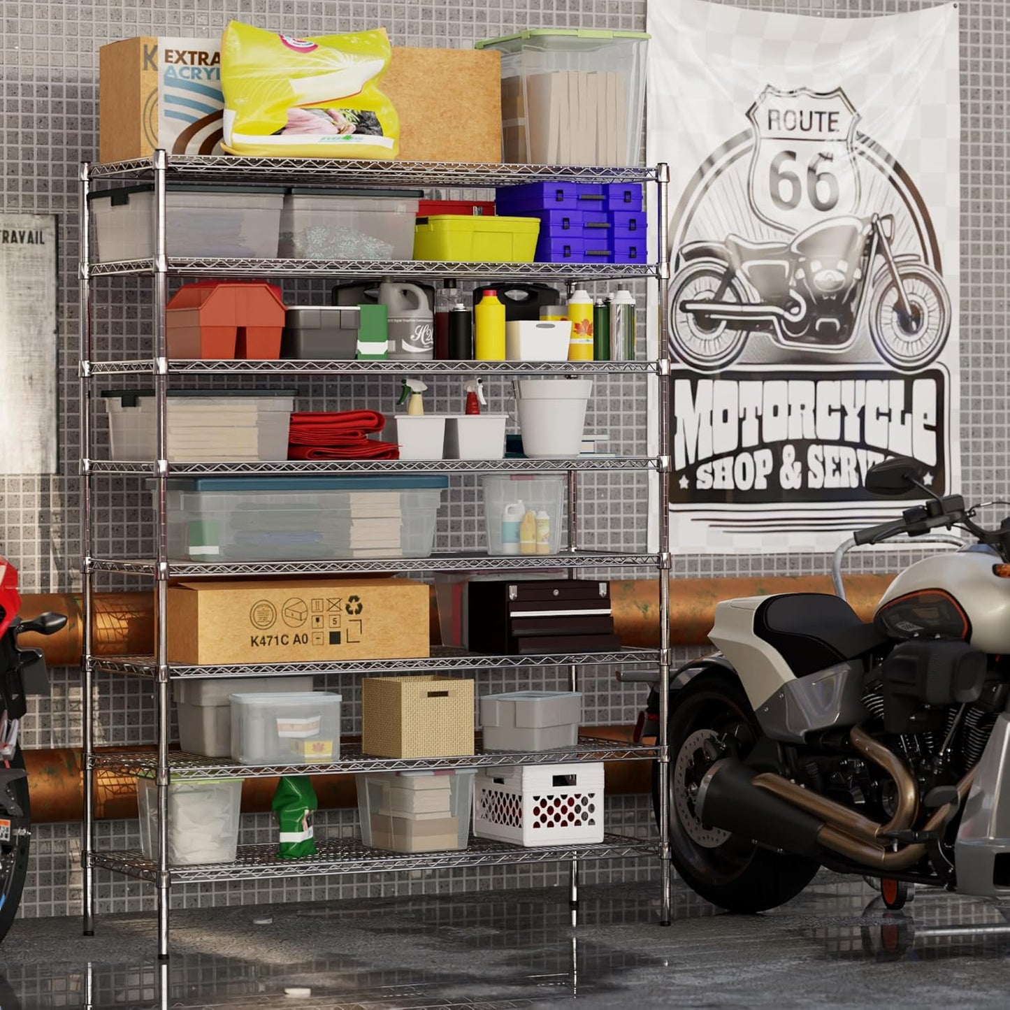 21" Deep x 54" Wide x 74" Height Wire Shelving Kit | 8-Tier | NSF Commercial Storage Rack Unit
