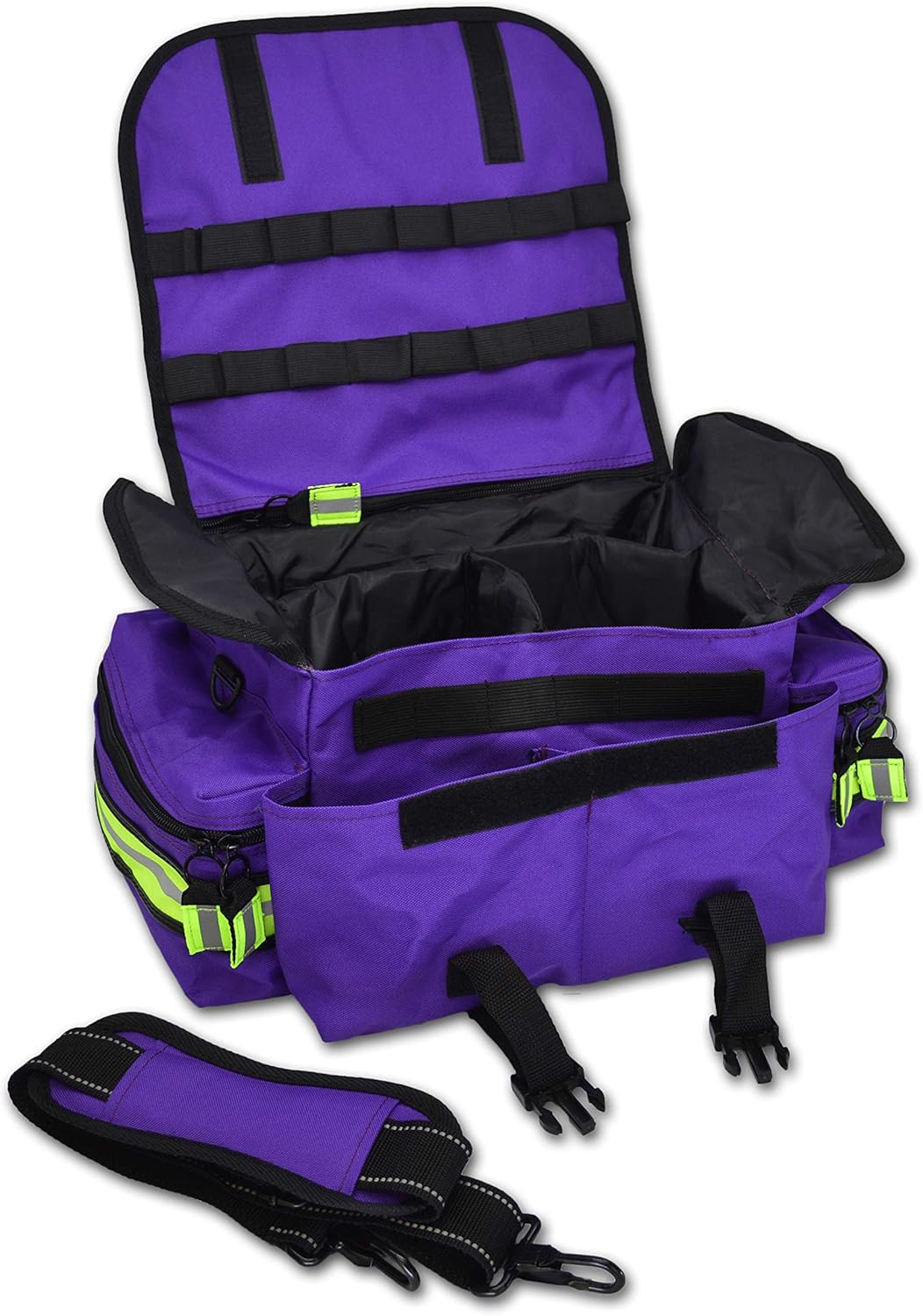 Lightning X Personalized First Responder EMT EMS Trauma Bag w/Stocked First Aid Fill Kit B & Custom Embroidered Name Patch (Purple)