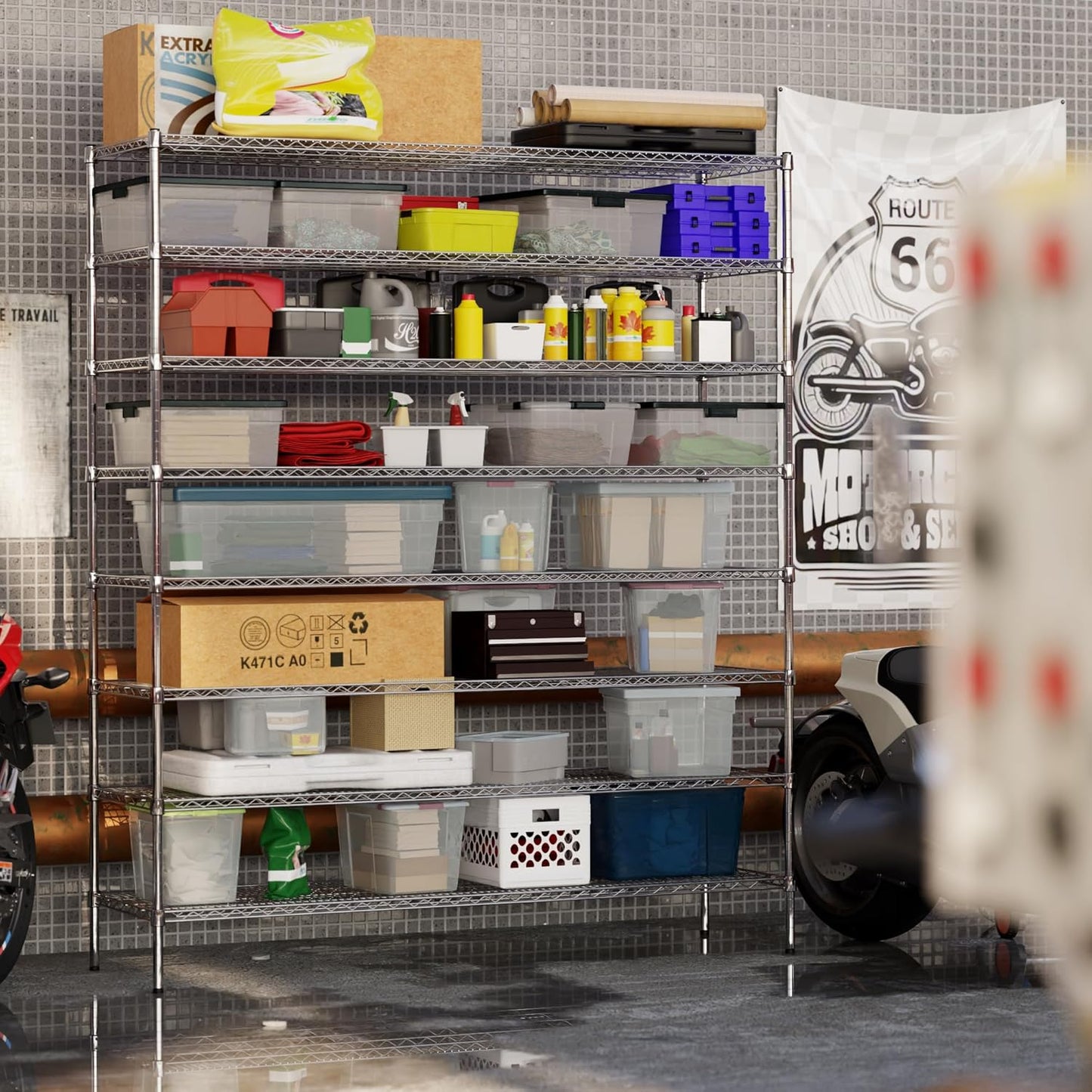 21" Deep x 72" Wide x 86" Height Wire Shelving Kit | 8-Tier | NSF Commercial Storage Rack Unit