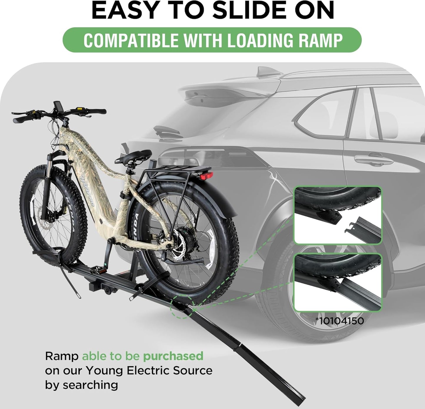 100LBS. Capacity Aluminum 1-Ebike Rack for Bicycles and Electric Bikes, fits Car SUV Van RV and Trailer with 2" Receiver