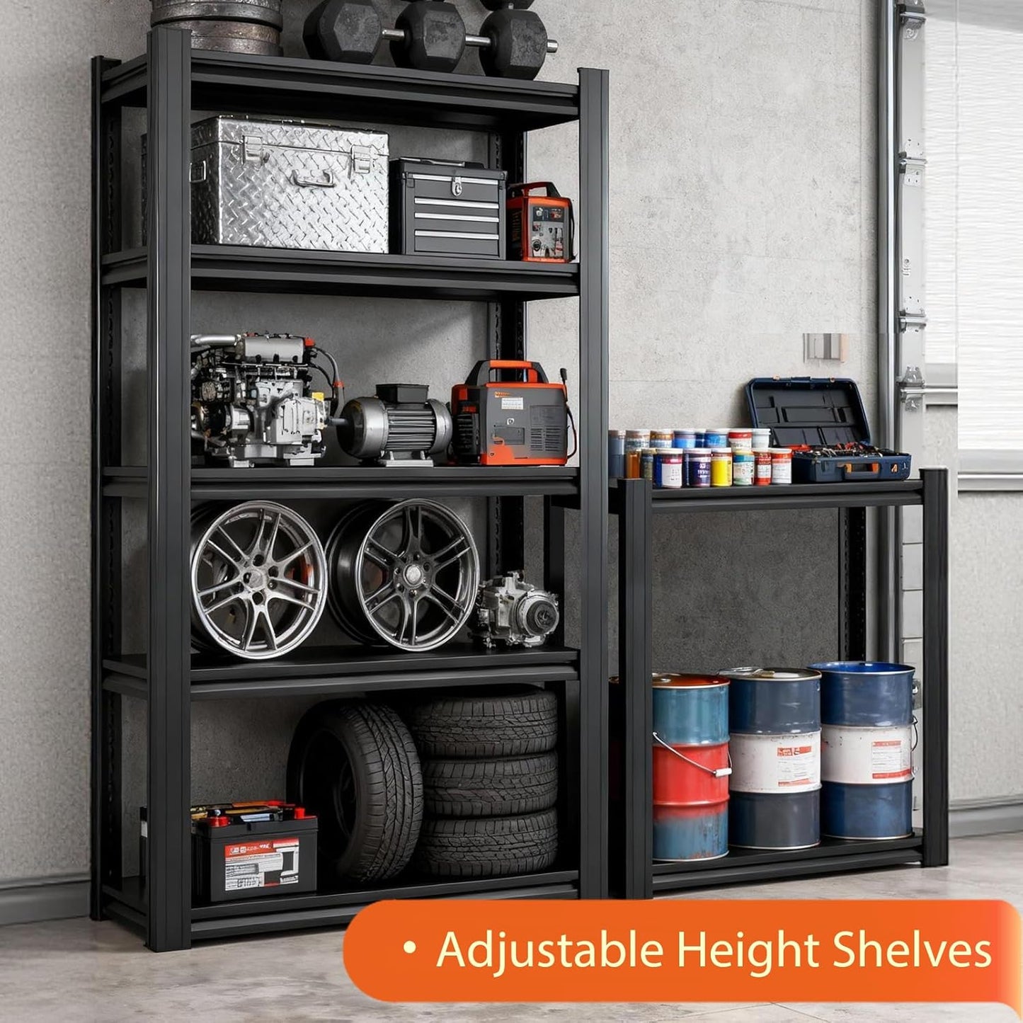 Heavy Duty Storage Shelves Unit, Adjustable Metal Garage Shelving,3500LBS Garage Storage Industrial Shelves,Storage Racks,Steel Shelf Suitable for Shop,Warehouse,Basement