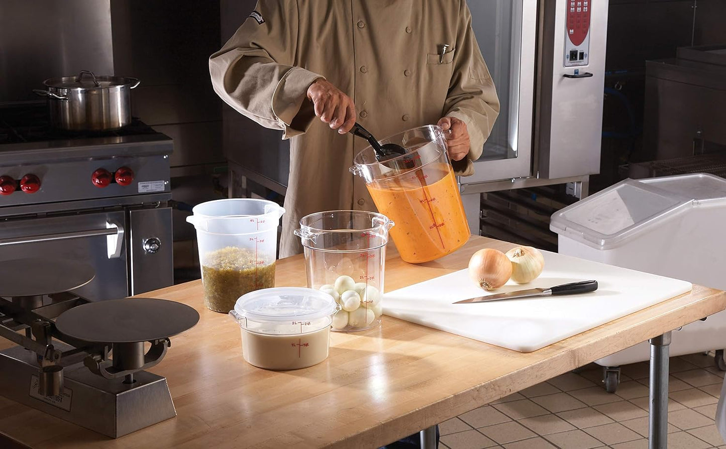 Cambro Food Storage Container (12 Pack) - Round Series - 8 QT (Quart) - Commercial Grade for Food Prep (Clear)