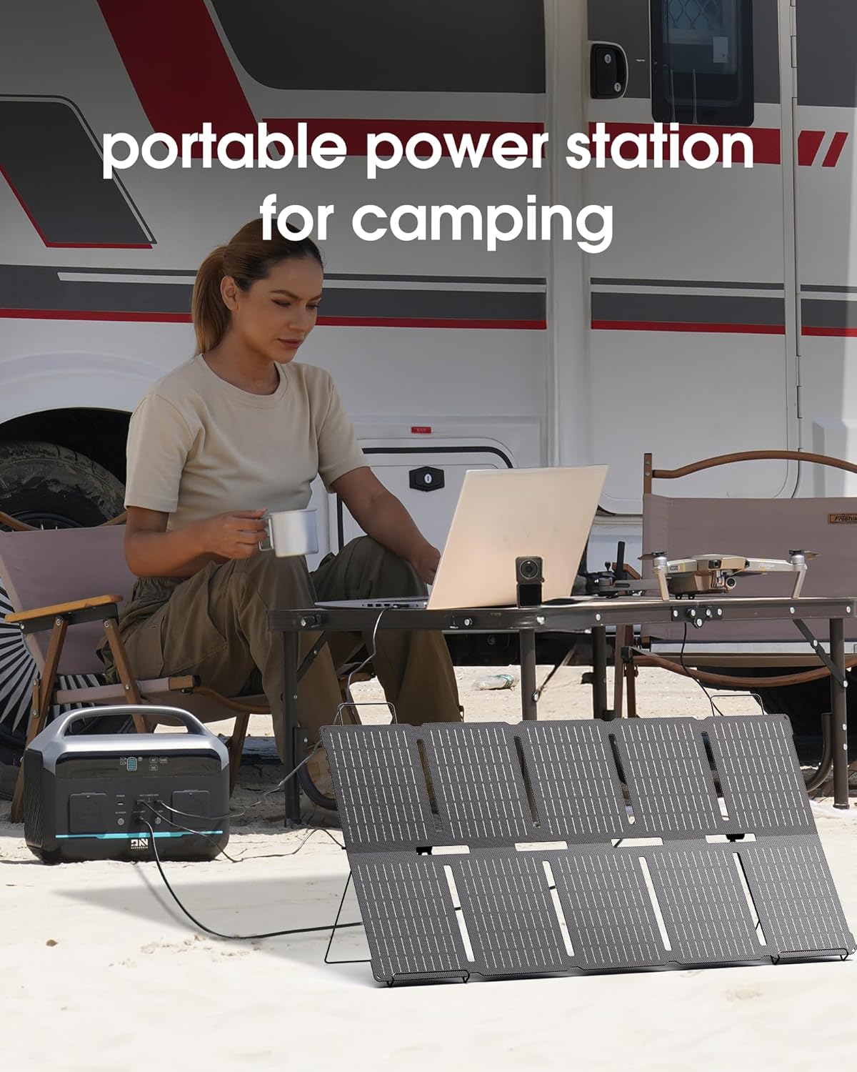 Portable Power Station 600W (1200W Surge), 576Wh LiFePO4 Solar Generator with 1Hr Fast Charging, 100W USB-C PD Output, Power Bank for Home Emergency, Camping, RV Travel, CPAP (Solar Optional)