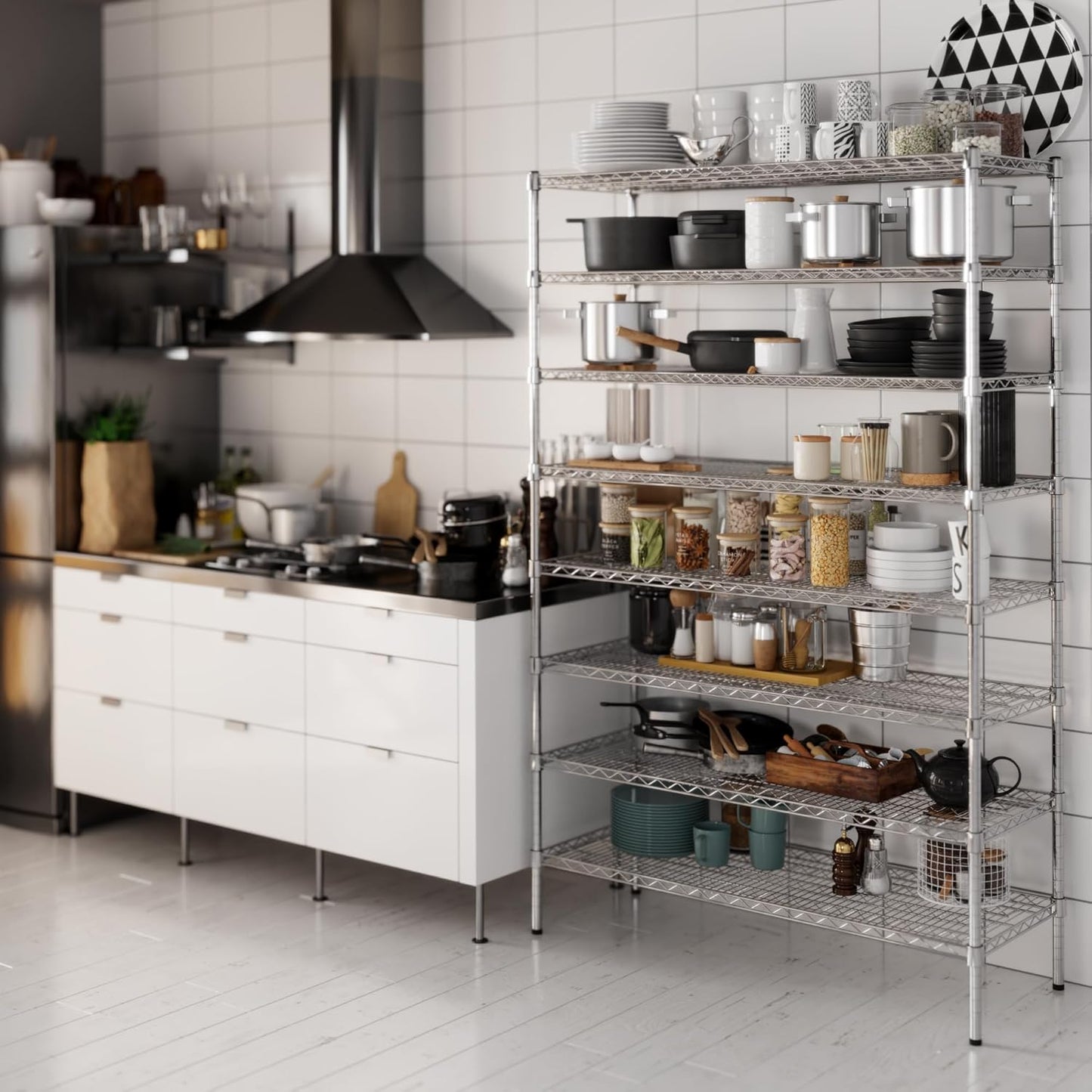 18" Deep x 48" Wide x 74" Height Wire Shelving Kit | 8-Tier | NSF Commercial Storage Rack Unit