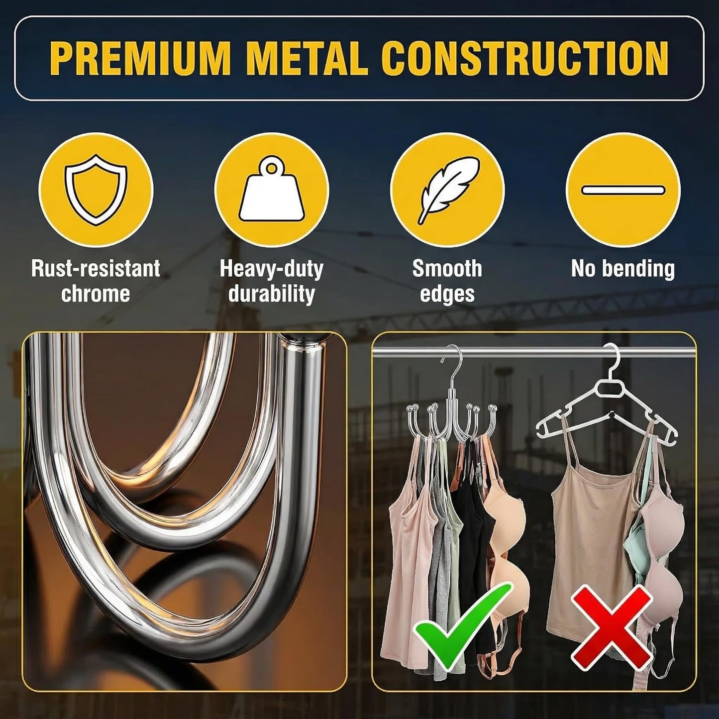 Rotatable Belt Hanger & Bra Organizer for Closet, 2 Pack Space Saving Multi-Purpose Hanging Holder for Tank Tops, Ties, Scarves, Max 48 Storage Capacity Metal Closet Organizers, Silver