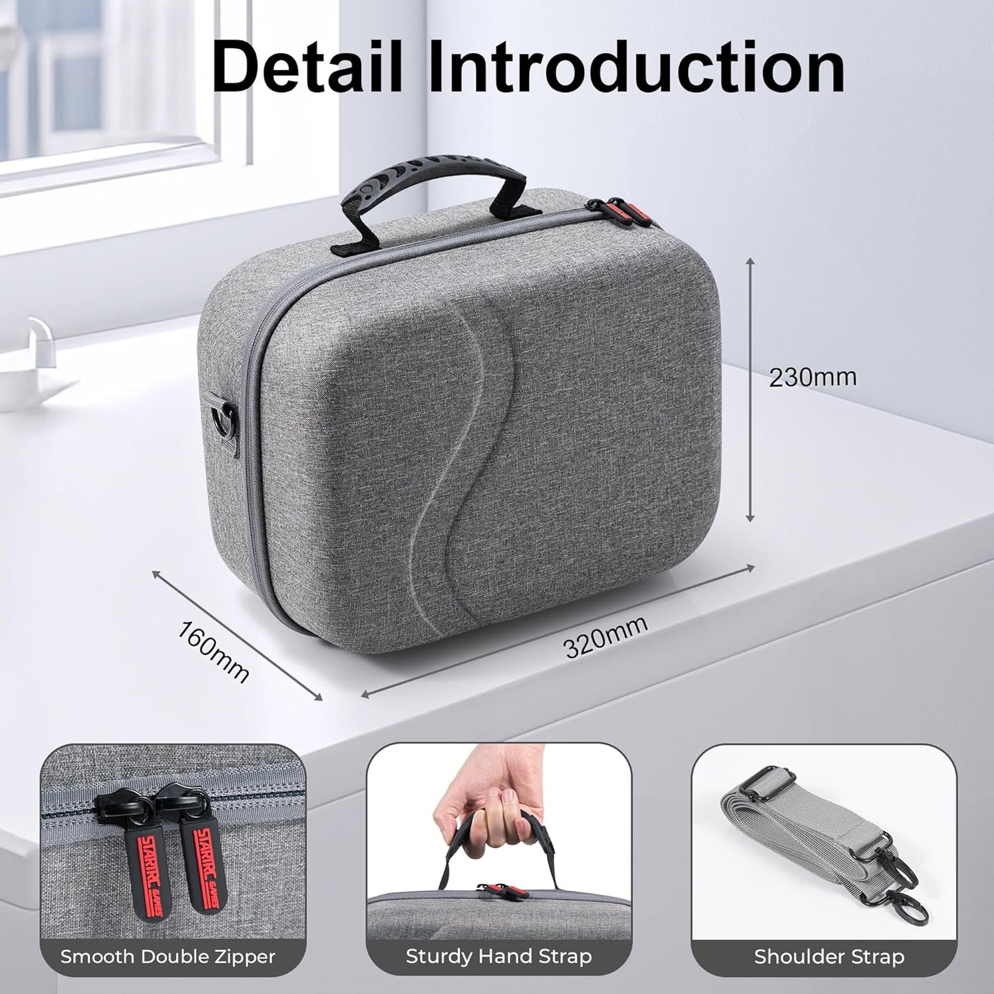 Large Carrying Case for Meta Quest 3/Quest 3S, Compatible with BOBOVR S3 Pro/Kiwi Design Battery Head Strap, Controllers & Accessories, Portable Hard Travel Case for Oculus Quest 3/3S Gray