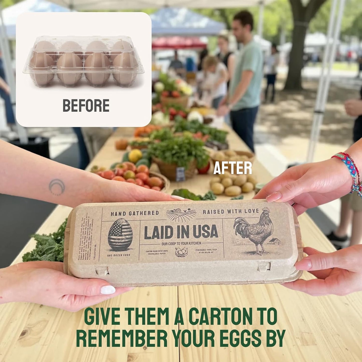 Hatortempt Reusable Paper Pulp Egg Cartons - 48-Pack, 12-Count - Pre-Printed Cartons for Date Labeling - Versatile Egg Baskets for Market & Home - Biodegradable Bulk Packs for Easy Transport