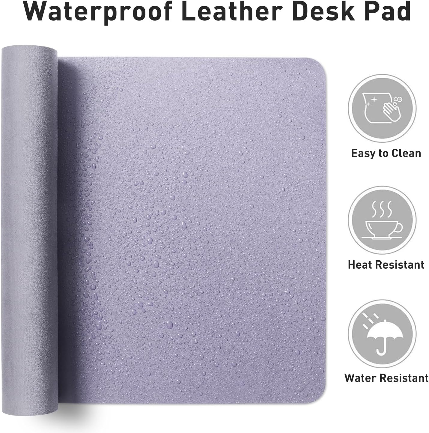 Aothia Leather Desk Pad Protector, Large Mouse Pad, Office Desk Mat, Non-Slip PU Leather Desk Blotter, Laptop Desk Pad, Waterproof Desk Writing Pad for Office and Home (23.6" x 13.7", Lavender)