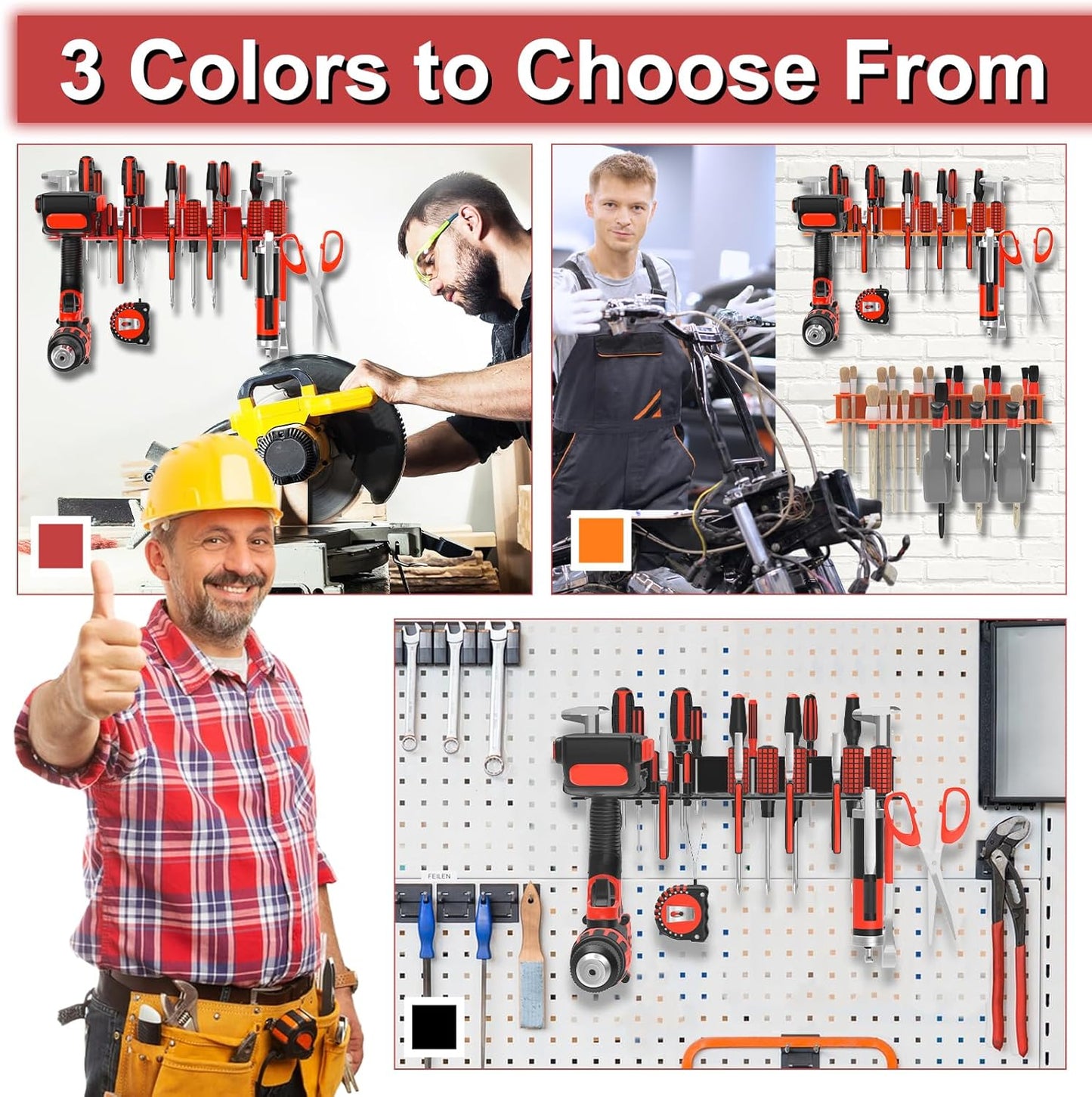 Metal Screwdriver Organizer, Wall Mount Plier Organizer Hammer Holder, Hand Tool Storage Rack for Garage Workshop Workbench(orange, 1PC)