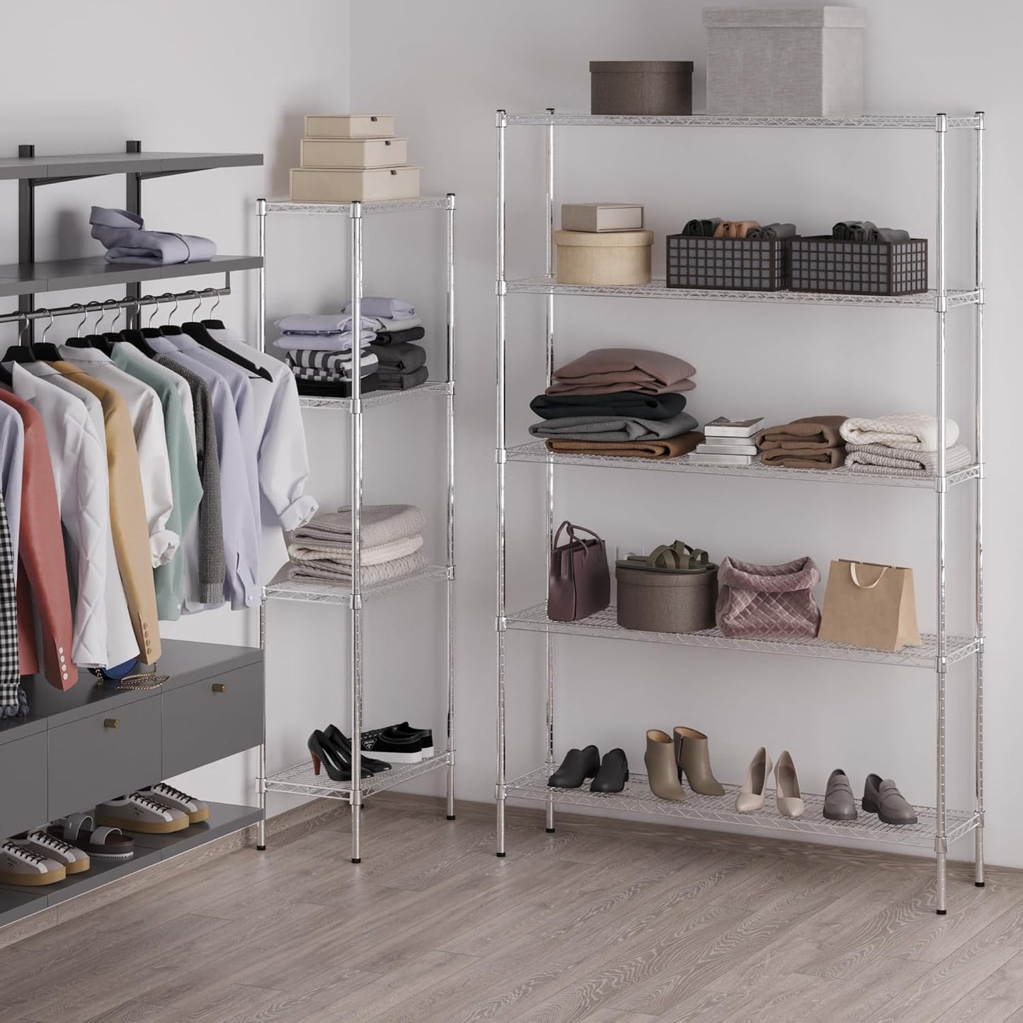 14" Deep x 54" Wide x 86" Height Wire Shelving Kit | 5-Tier | NSF Commercial Storage Rack Unit