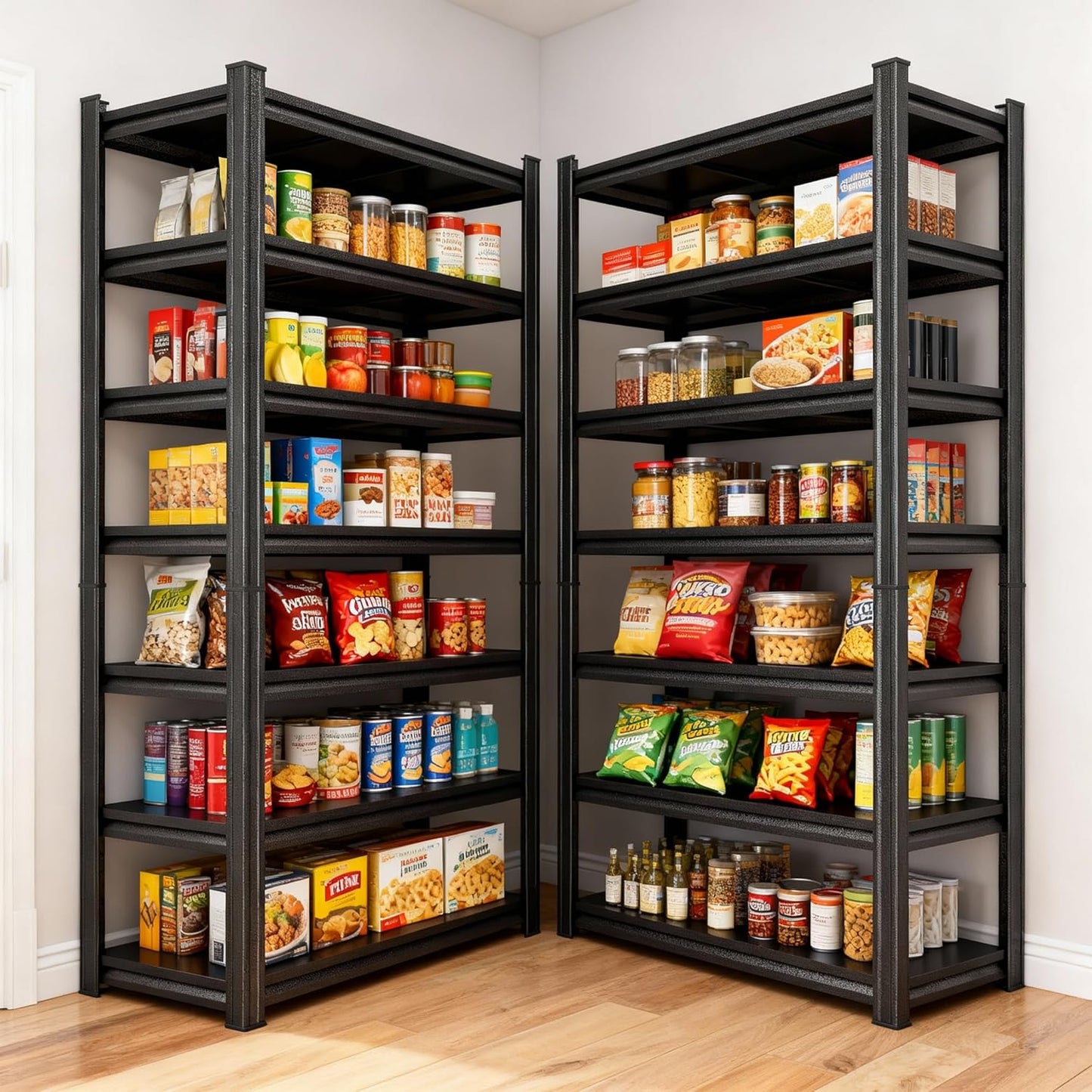 Garage Storage Shelves,5 Tier Shelving Unit, 40 inch Wide, 18” Deep, 78” Tall Organizer Metal Shelf for Basement/Laundry/Pantry Heavy Duty, Adjustable,Easy to Install (6Tier-35.4"Wx15.7"Dx82"H)