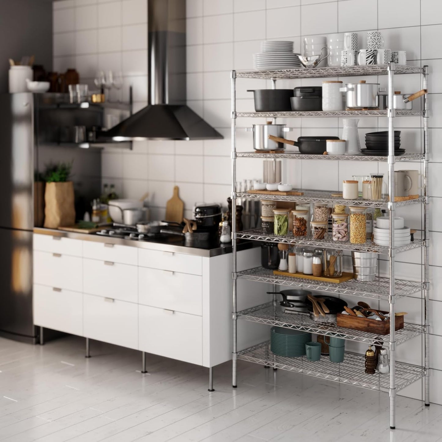 18" Deep x 42" Wide x 74" Height Wire Shelving Kit | 8-Tier | NSF Commercial Storage Rack Unit